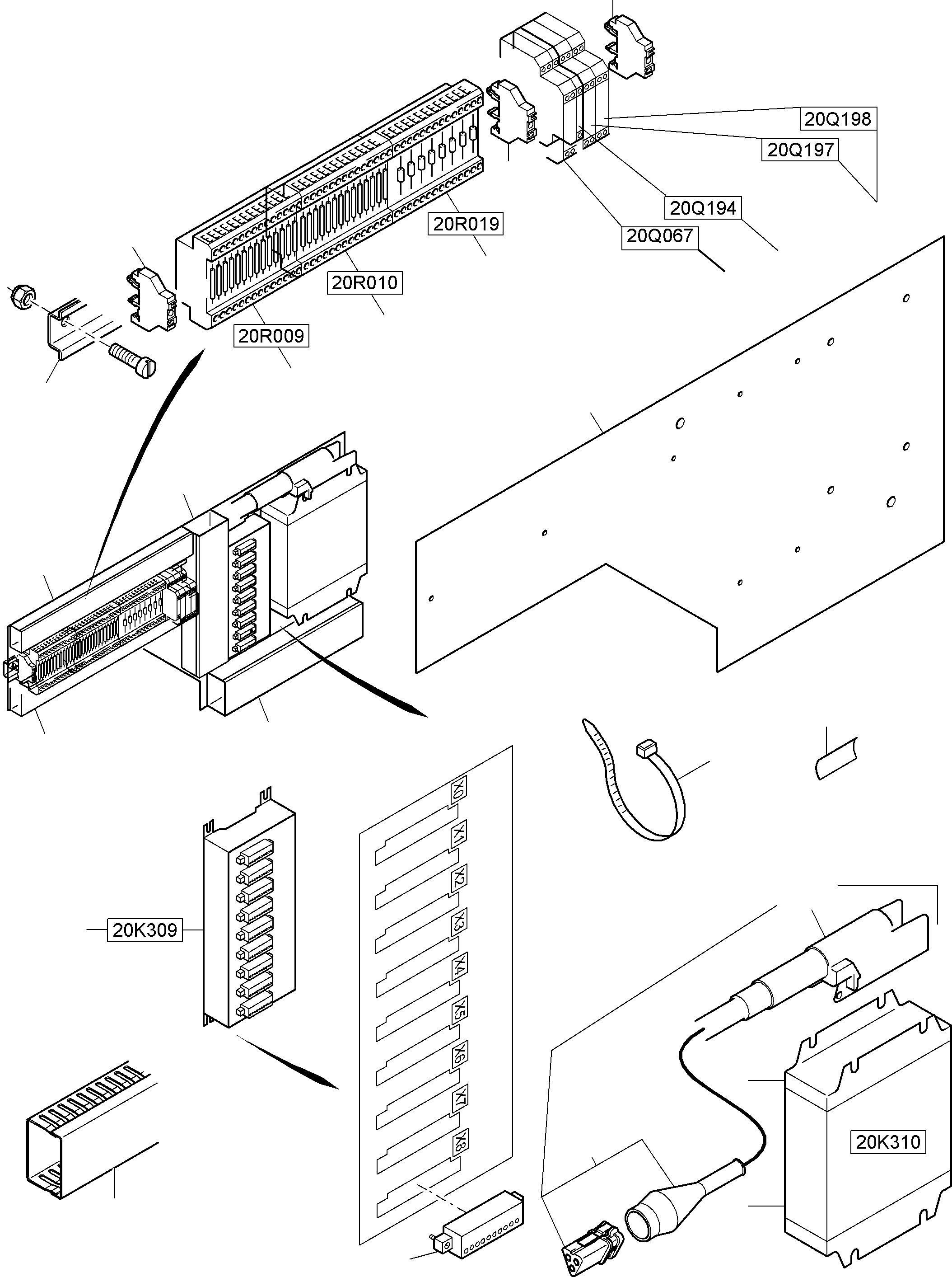 Komatsu parts book diagram for PC8000-6 S/N 12082: CABIN - OPERATION ELEMENTS - LOCATION 20