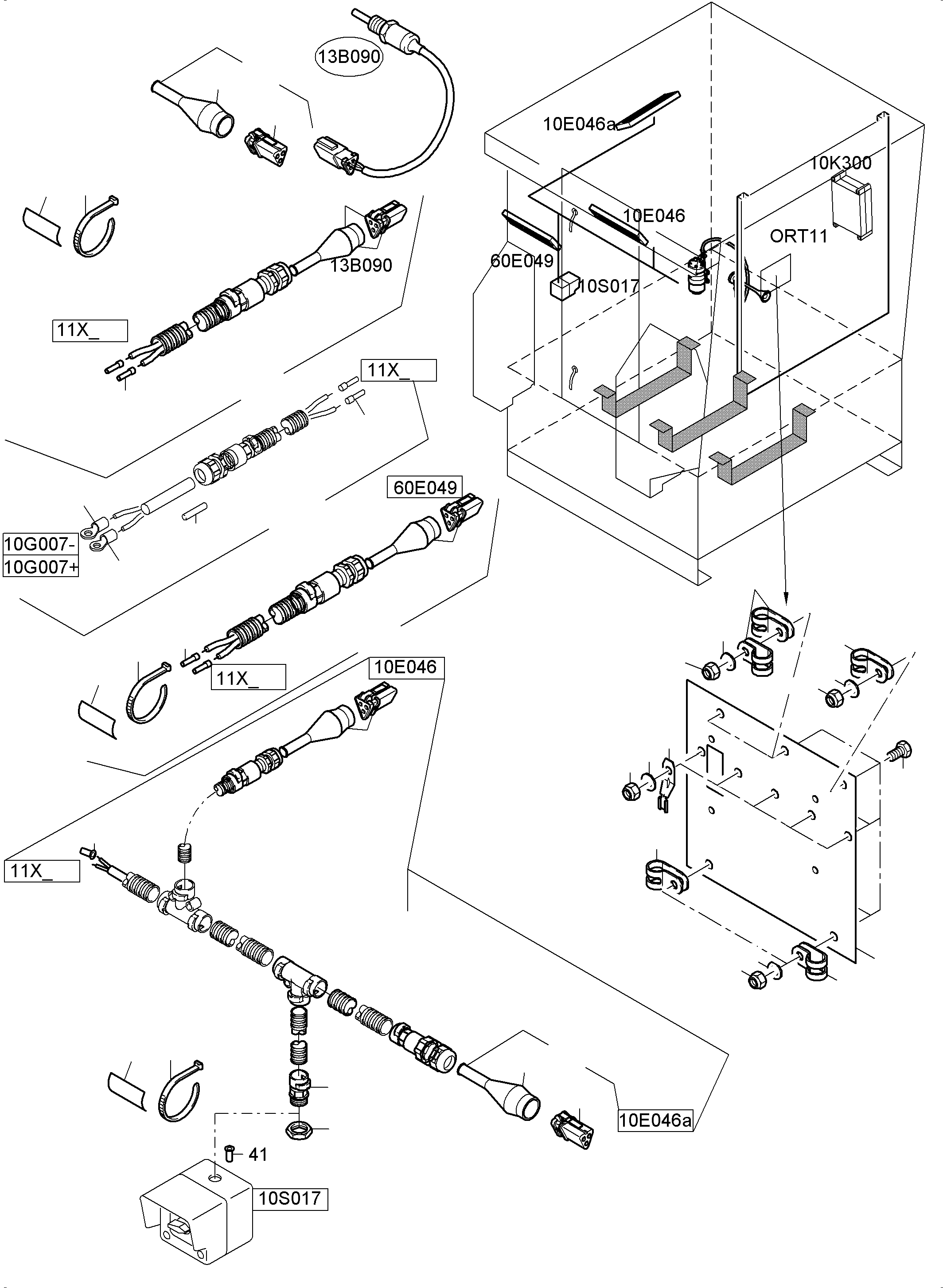 Komatsu parts book diagram for PC8000-6 S/N 12082: CABLE - CAB SUPPORT