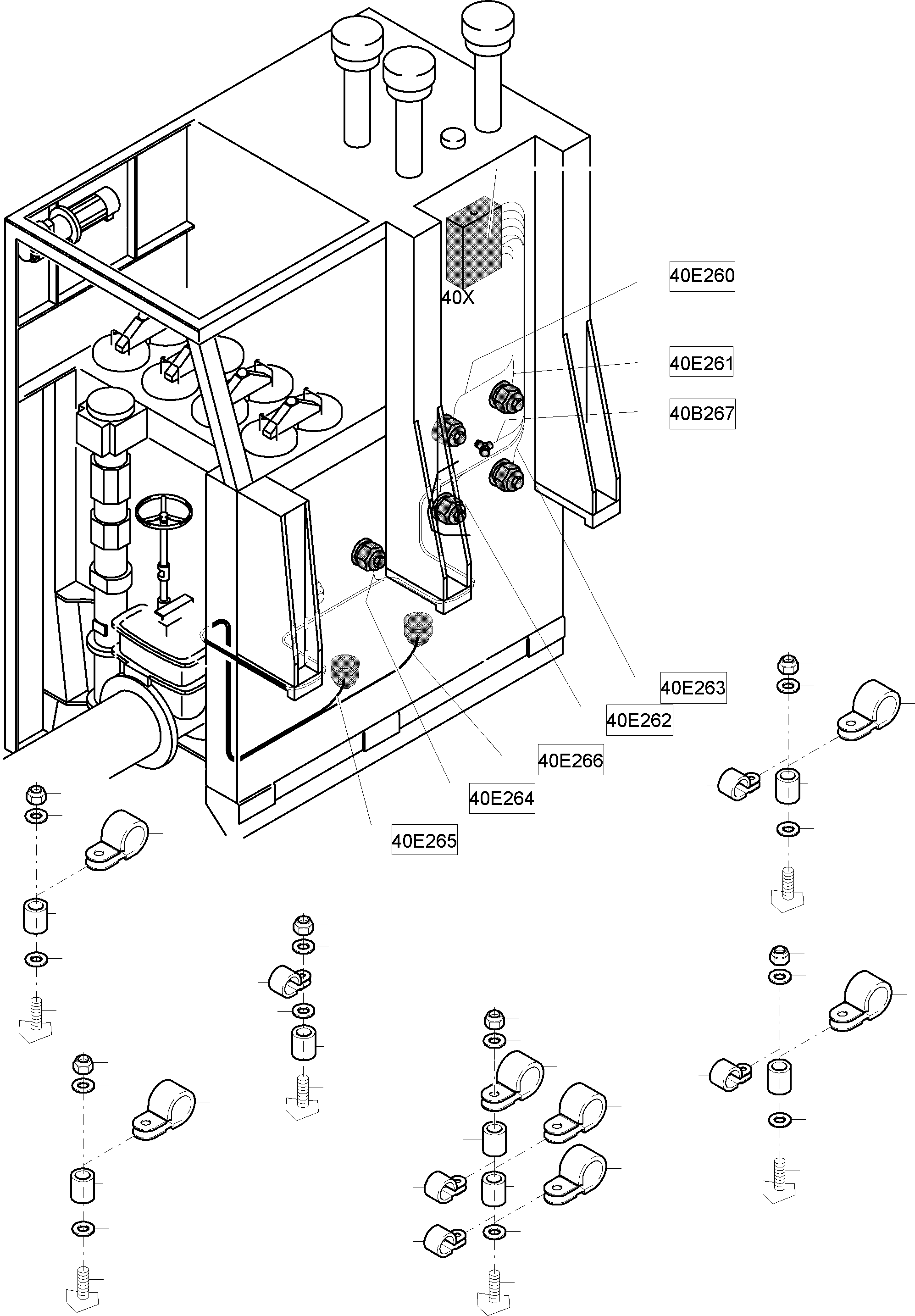 Komatsu parts book diagram for PC8000-6 S/N 12082: CABLES-TEMPERATURE CONDITIONING-ЦLTANK