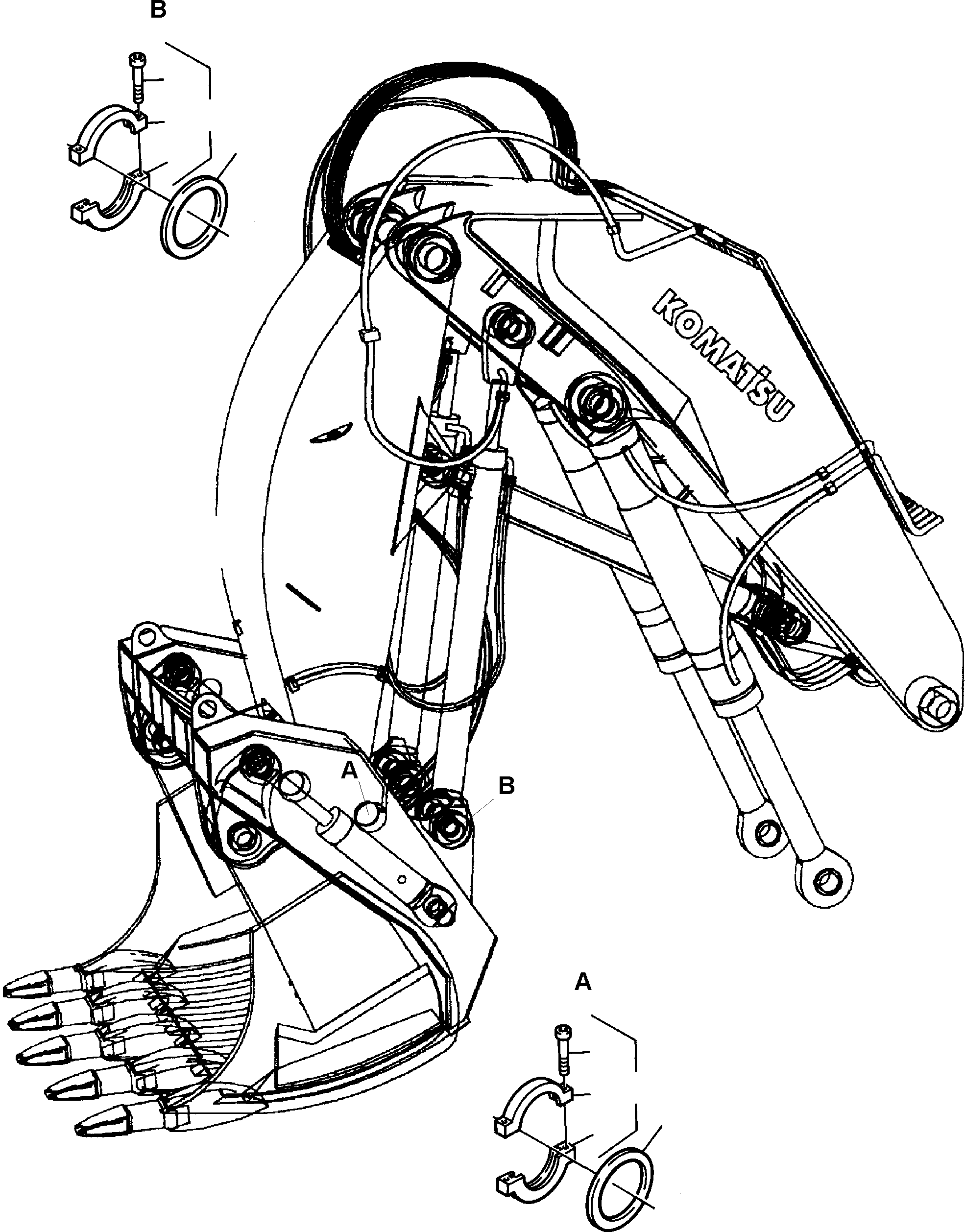 Komatsu parts book diagram for PC8000-6E S/N 12085: PIN SEALING BULLCLAM BUCKET