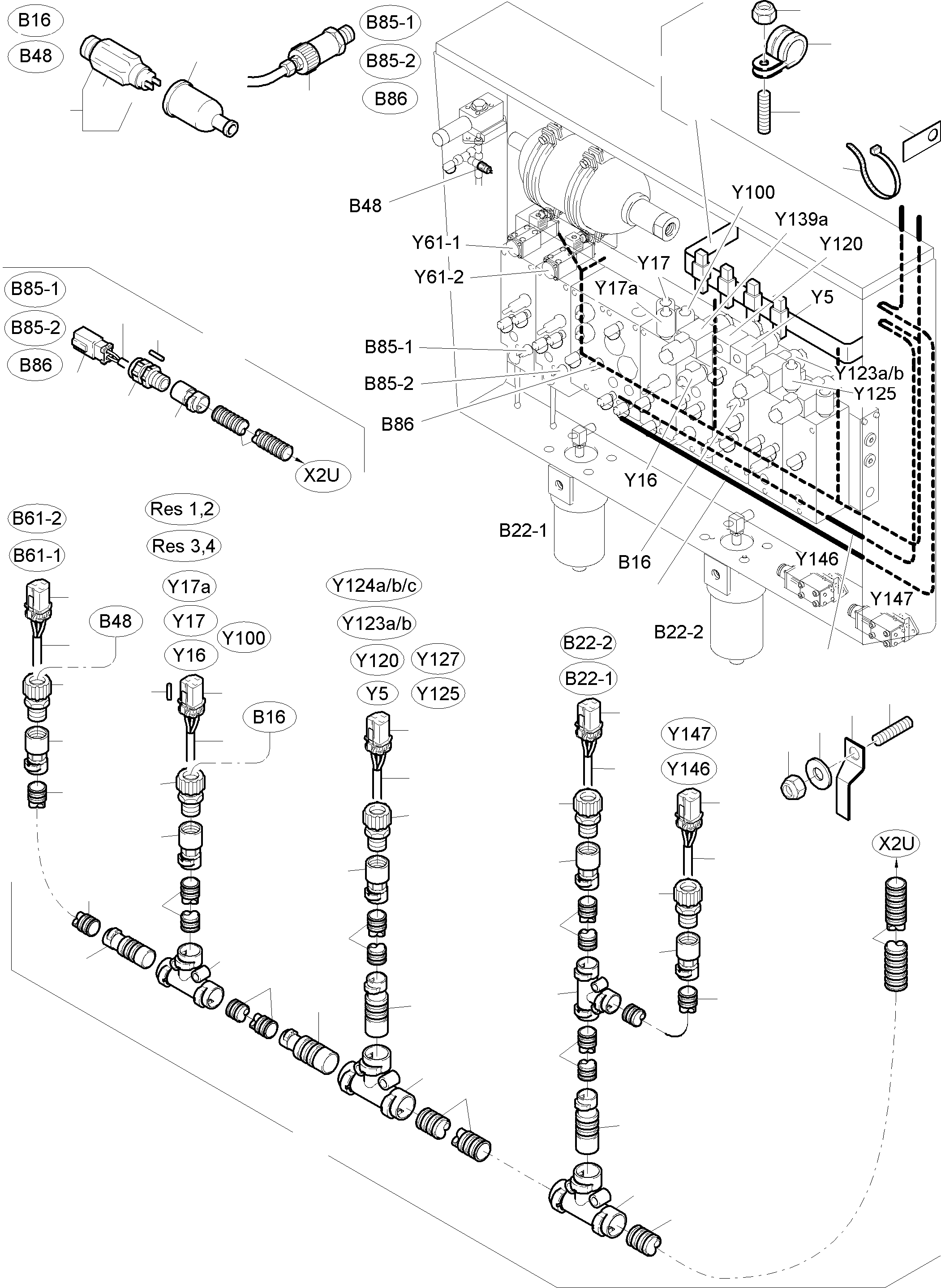 Komatsu parts book diagram for PC8000-6E S/N 12085: CABLES - CARTRIDGE BLOCK