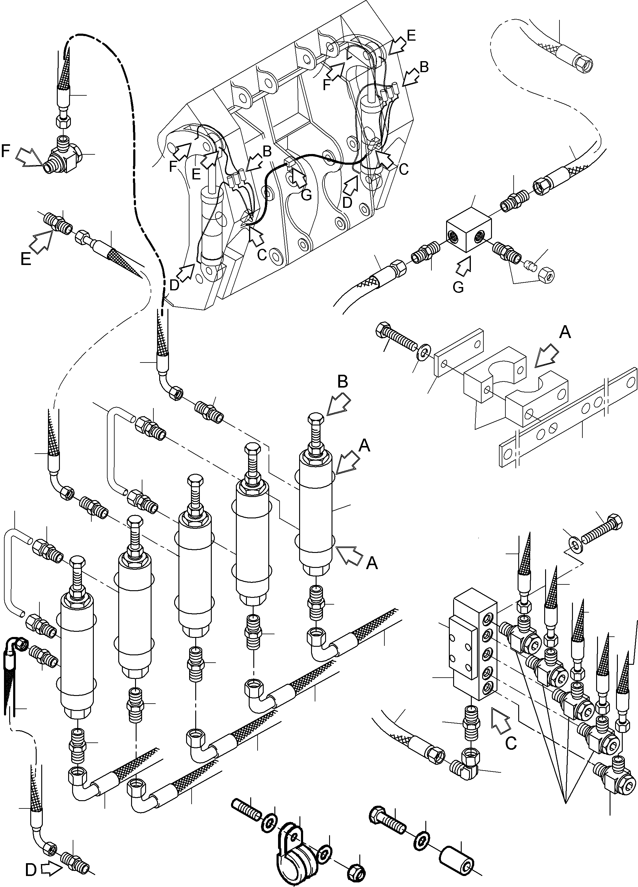 Komatsu parts book diagram for PC8000-6E S/N 12085: CENTRAL LUBRICATION - BULLCLAM, STANDARD