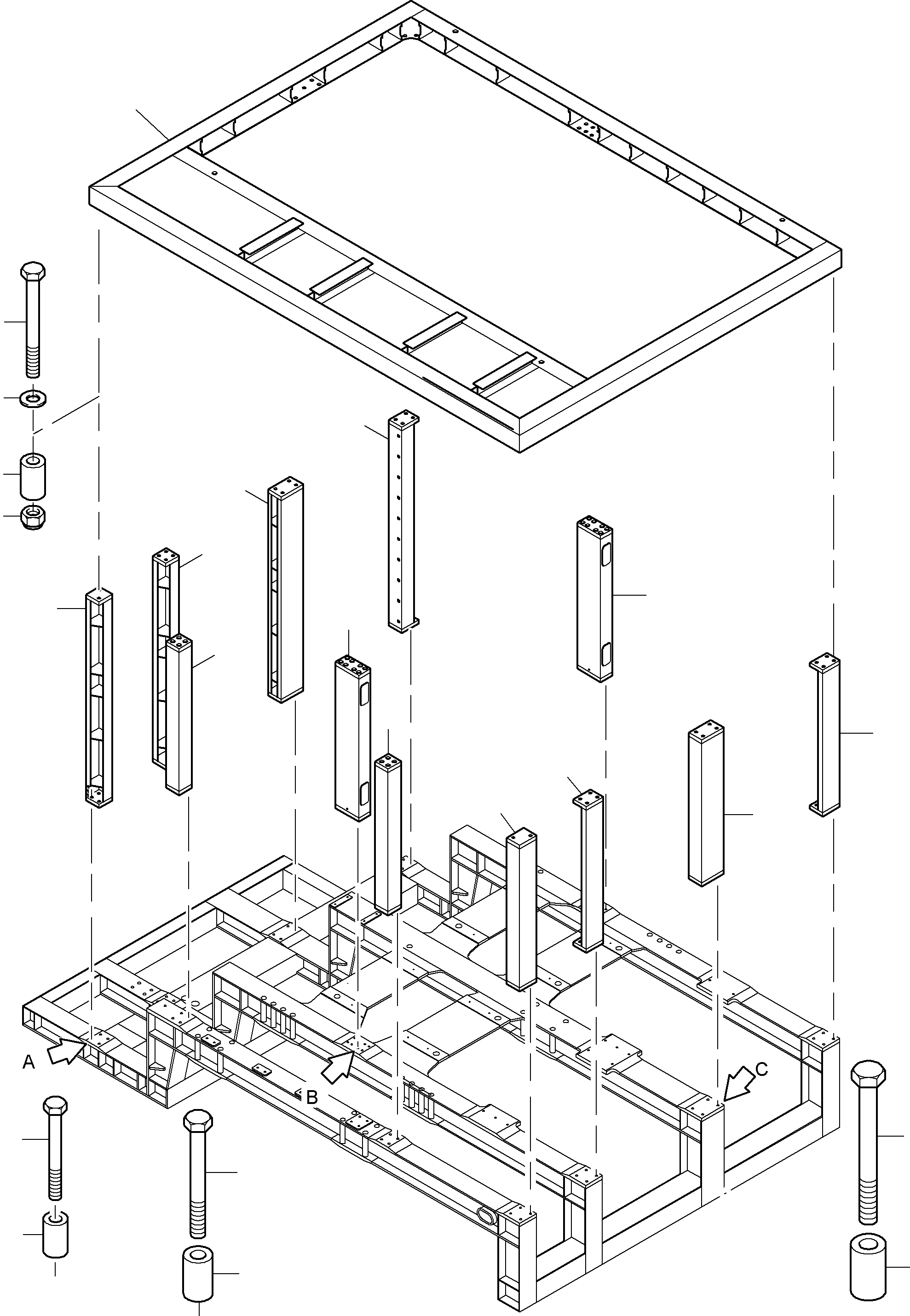 Komatsu parts book diagram for PC8000-6E S/N 12085: POST AND ROOF CARRIER