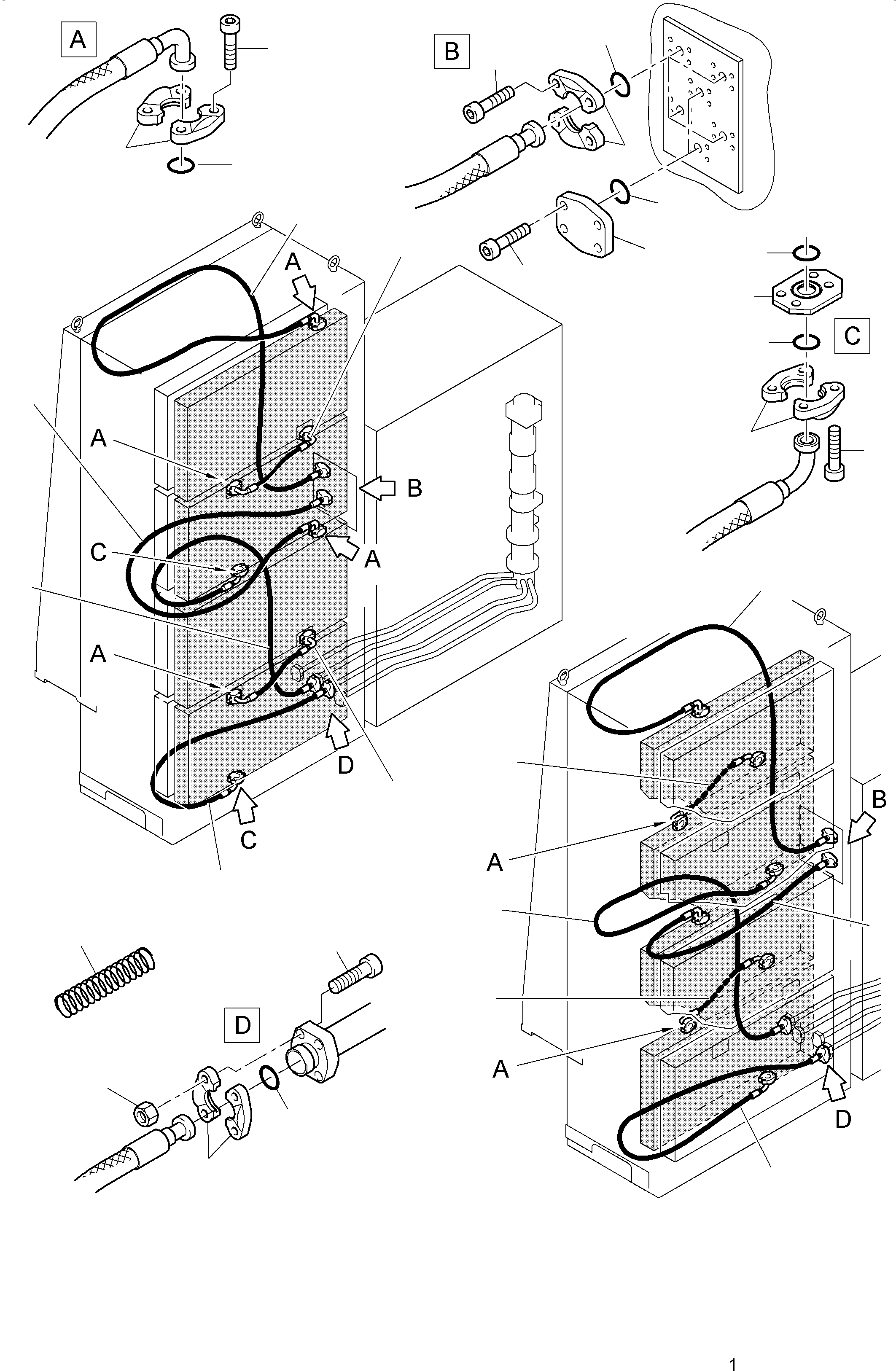 Komatsu parts book diagram for PC8000-6E S/N 12085: OIL COOLER - HOSES ASSY.