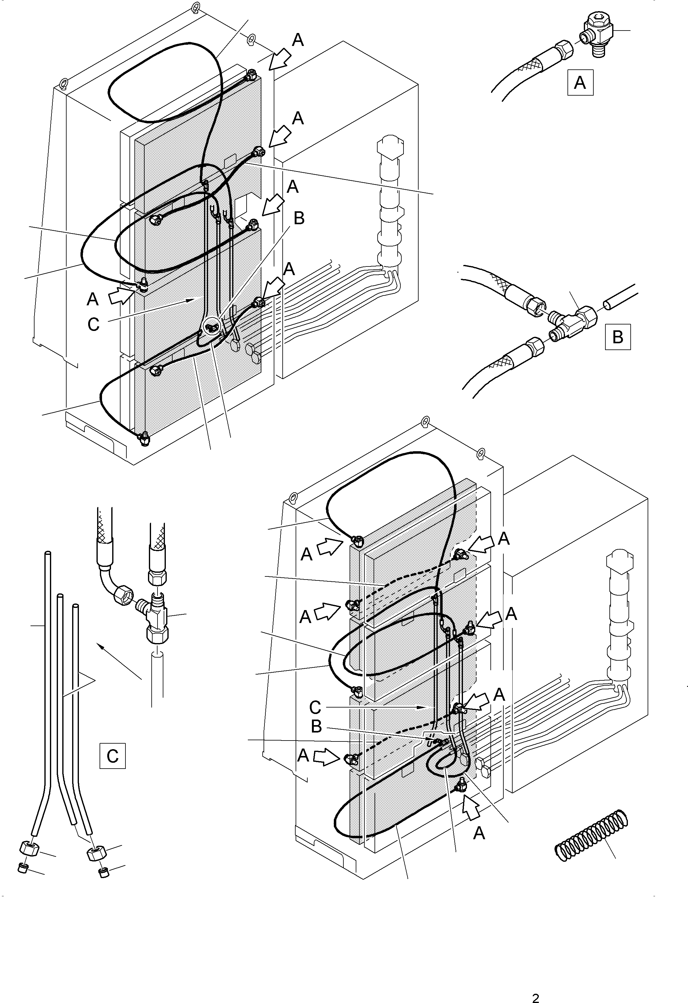 Komatsu parts book diagram for PC8000-6E S/N 12085: OIL COOLER - HOSES ASSY.