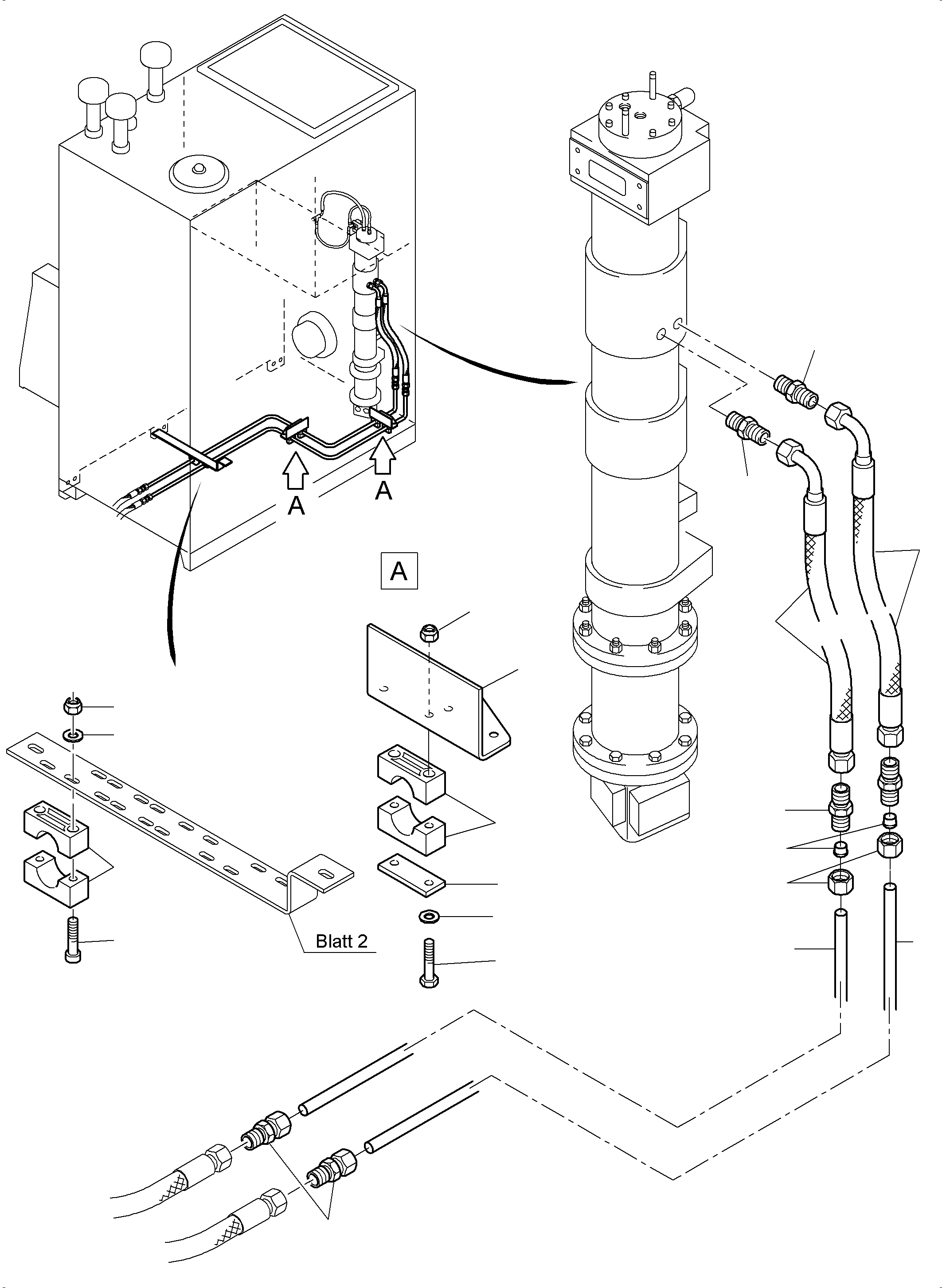 Komatsu parts book diagram for PC8000-6E S/N 12085: PIPING - MAIN OIL TANK