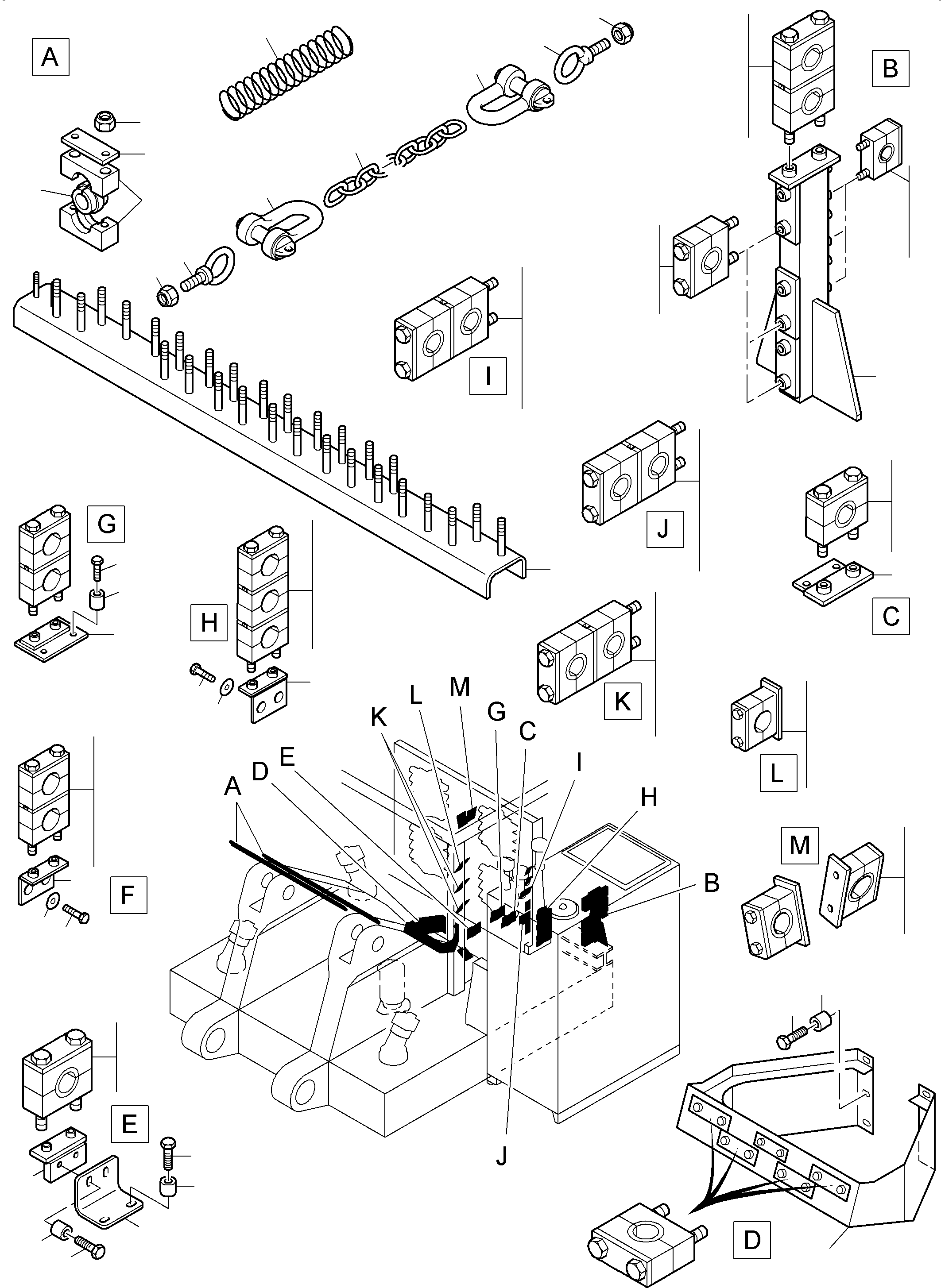 Komatsu parts book diagram for PC8000-6E S/N 12085: HOSE MOUNTING PARTS PIPING PLAN