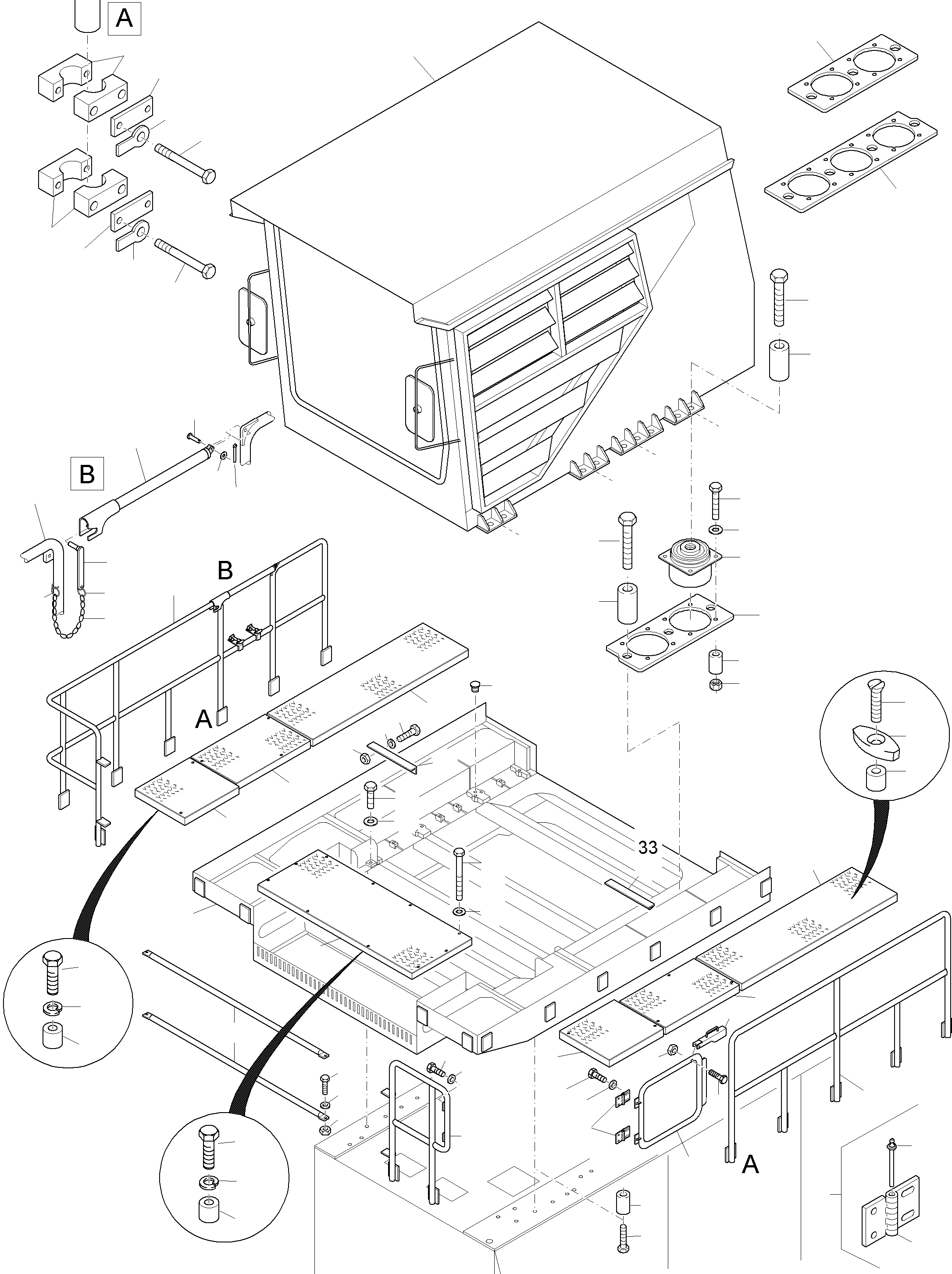 Komatsu parts book diagram for PC8000-6E S/N 12085: CAB MOUNTING