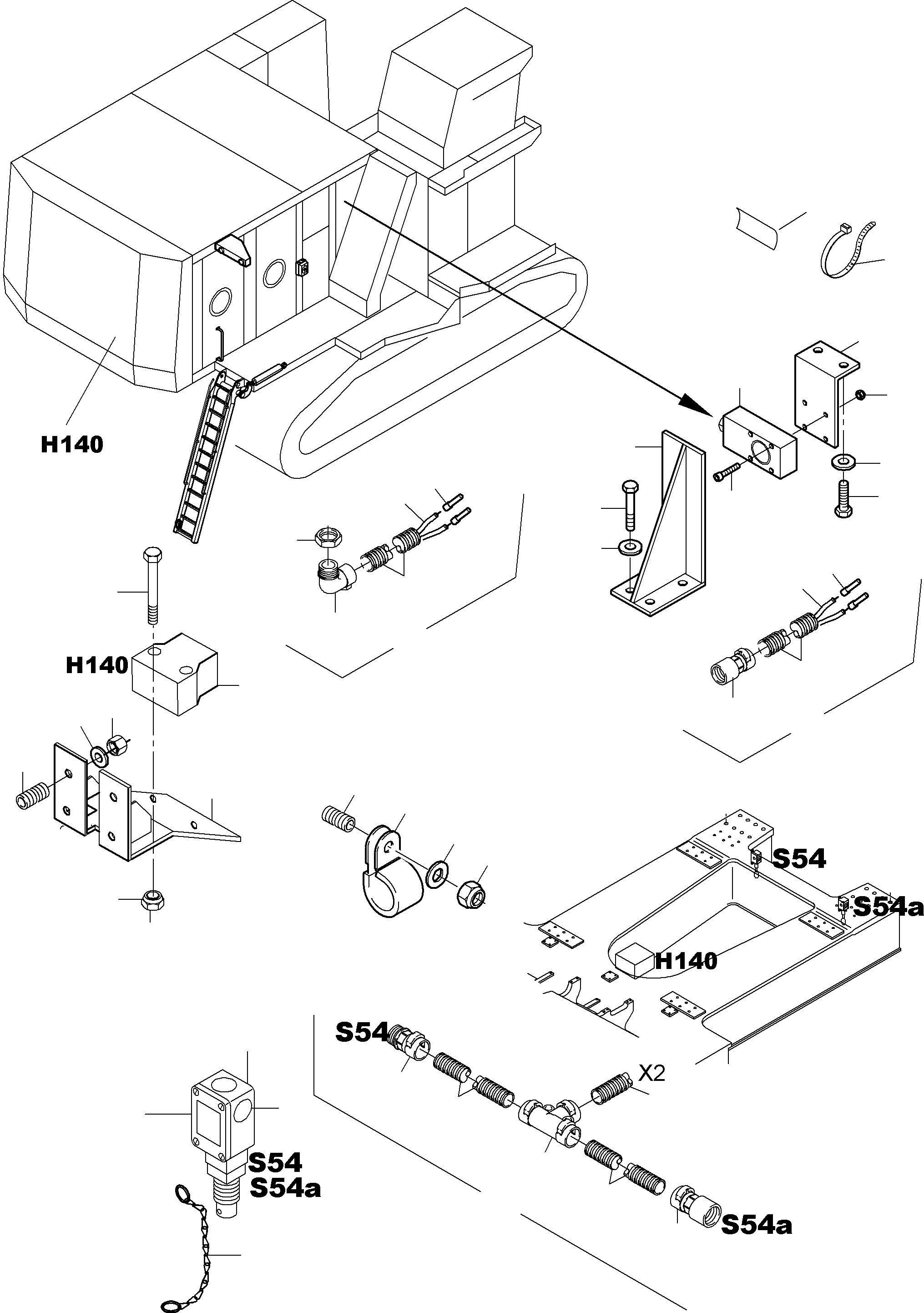 Komatsu parts book diagram for PC8000-6E S/N 12085: MOVEMENT SIGNAL ARR. AND ANGLE OF ROTATION WARNING