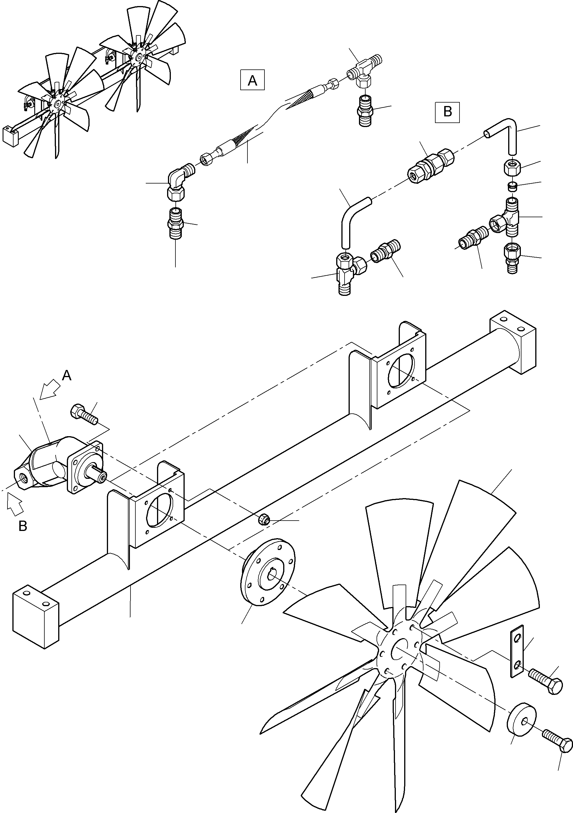 Komatsu parts book diagram for PC8000-6E S/N 12085: FAN CROSSHEAD ASSY.