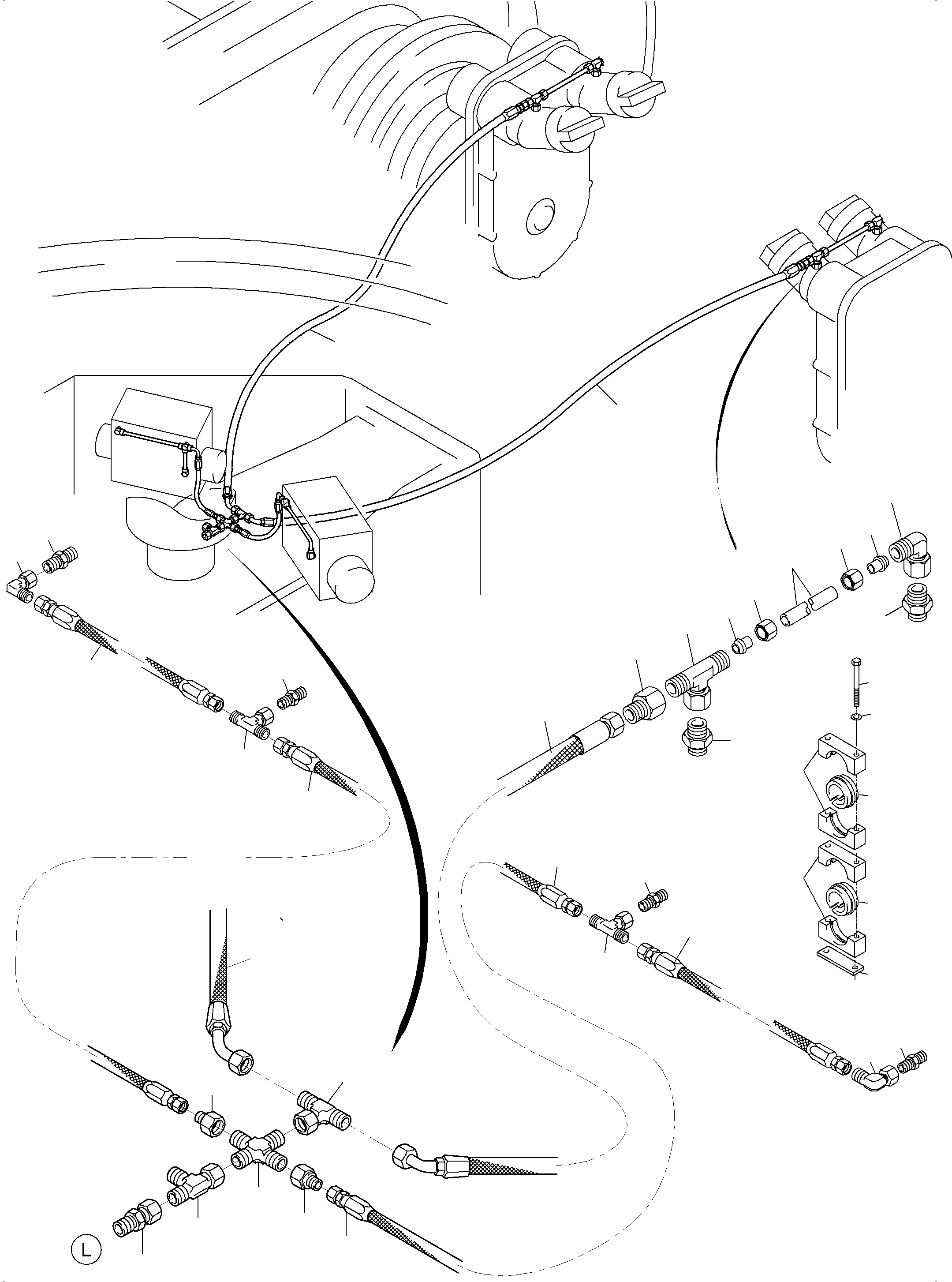 Komatsu parts book diagram for PC8000-6E S/N 12085: DRIVE MOTOR - LEAKAGELINES (L)