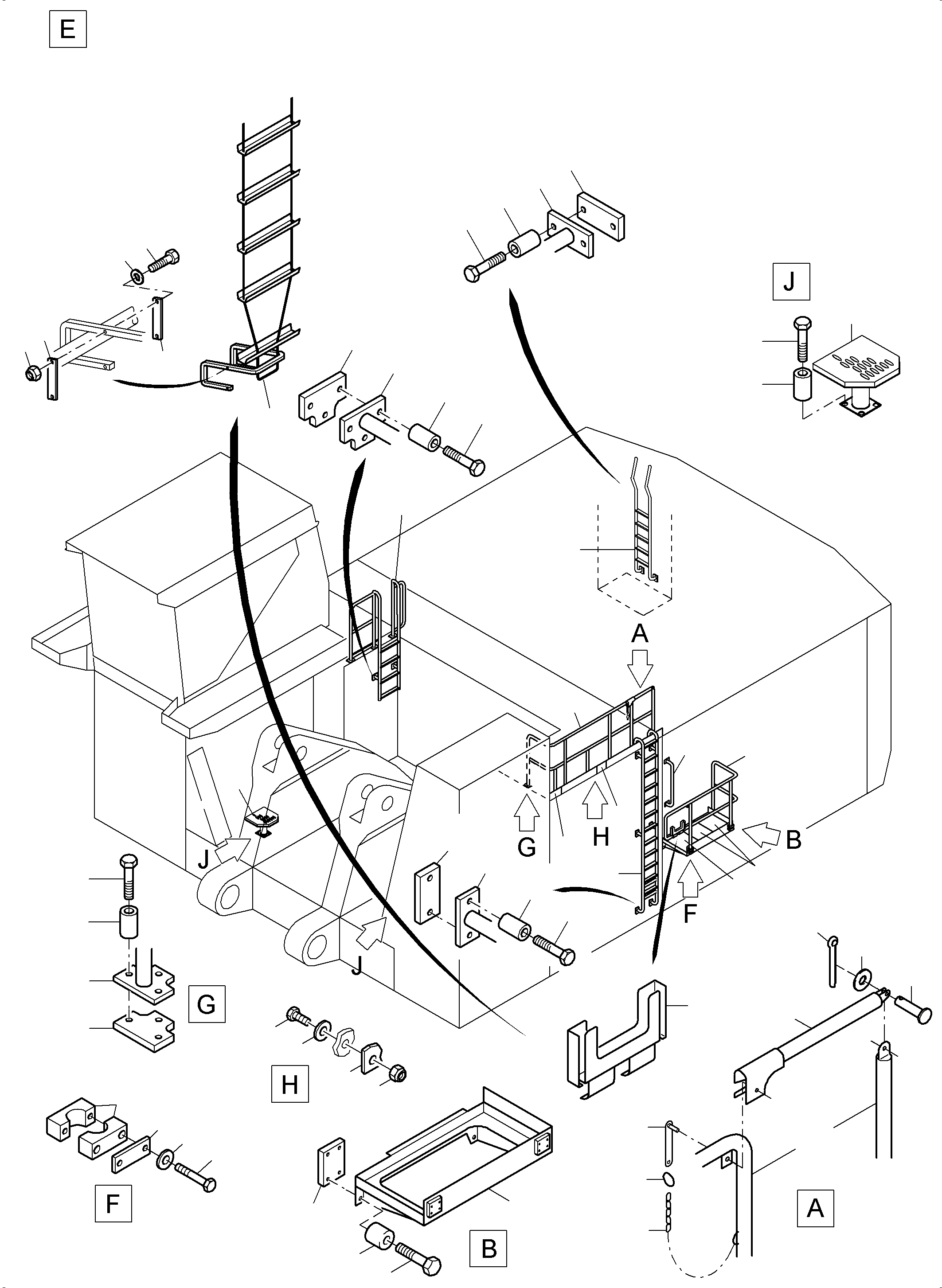 Komatsu parts book diagram for PC8000-6E S/N 12085: RAIL AND STEPS