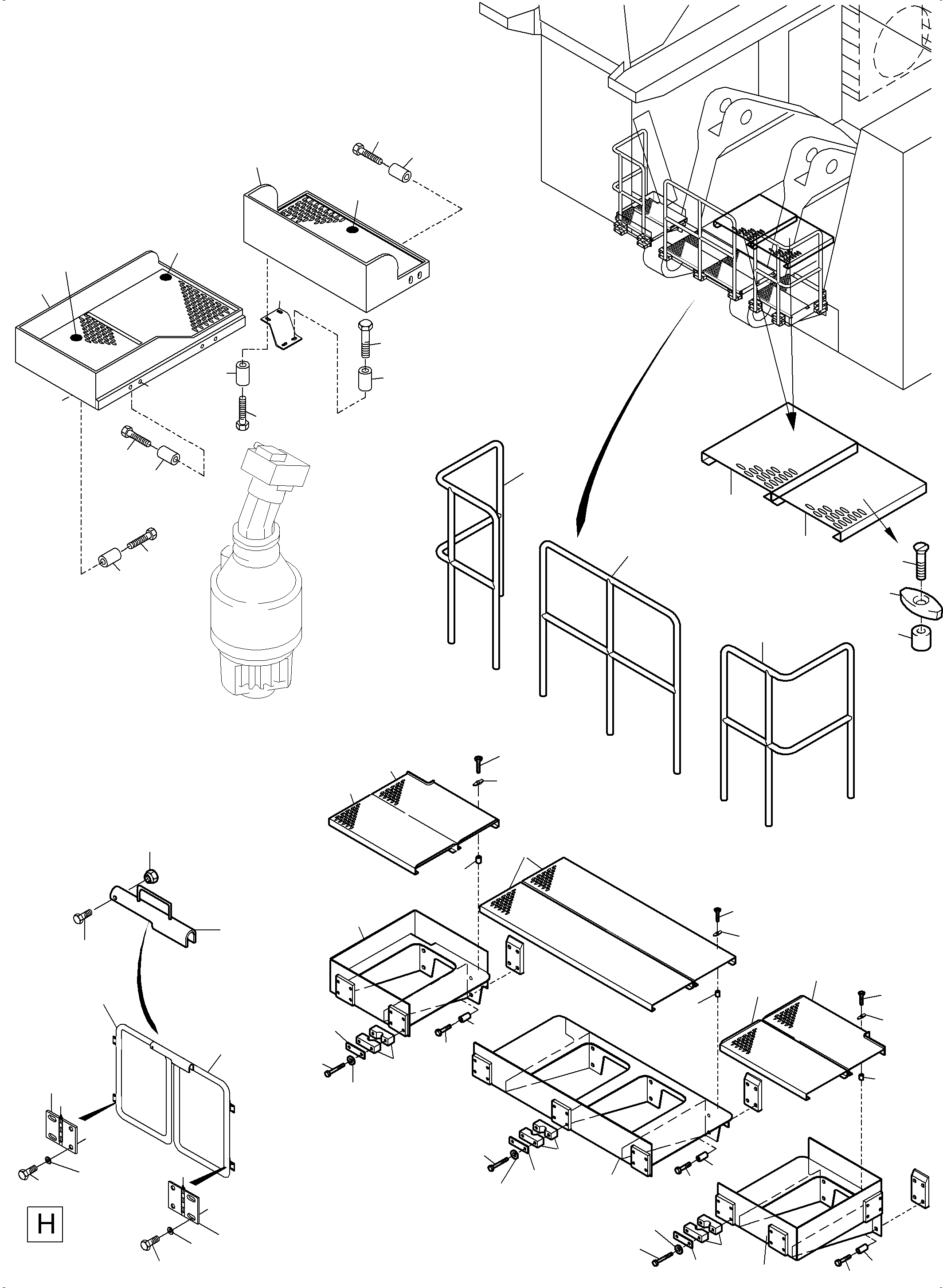 Komatsu parts book diagram for PC8000-6E S/N 12085: RAIL AND STEPS