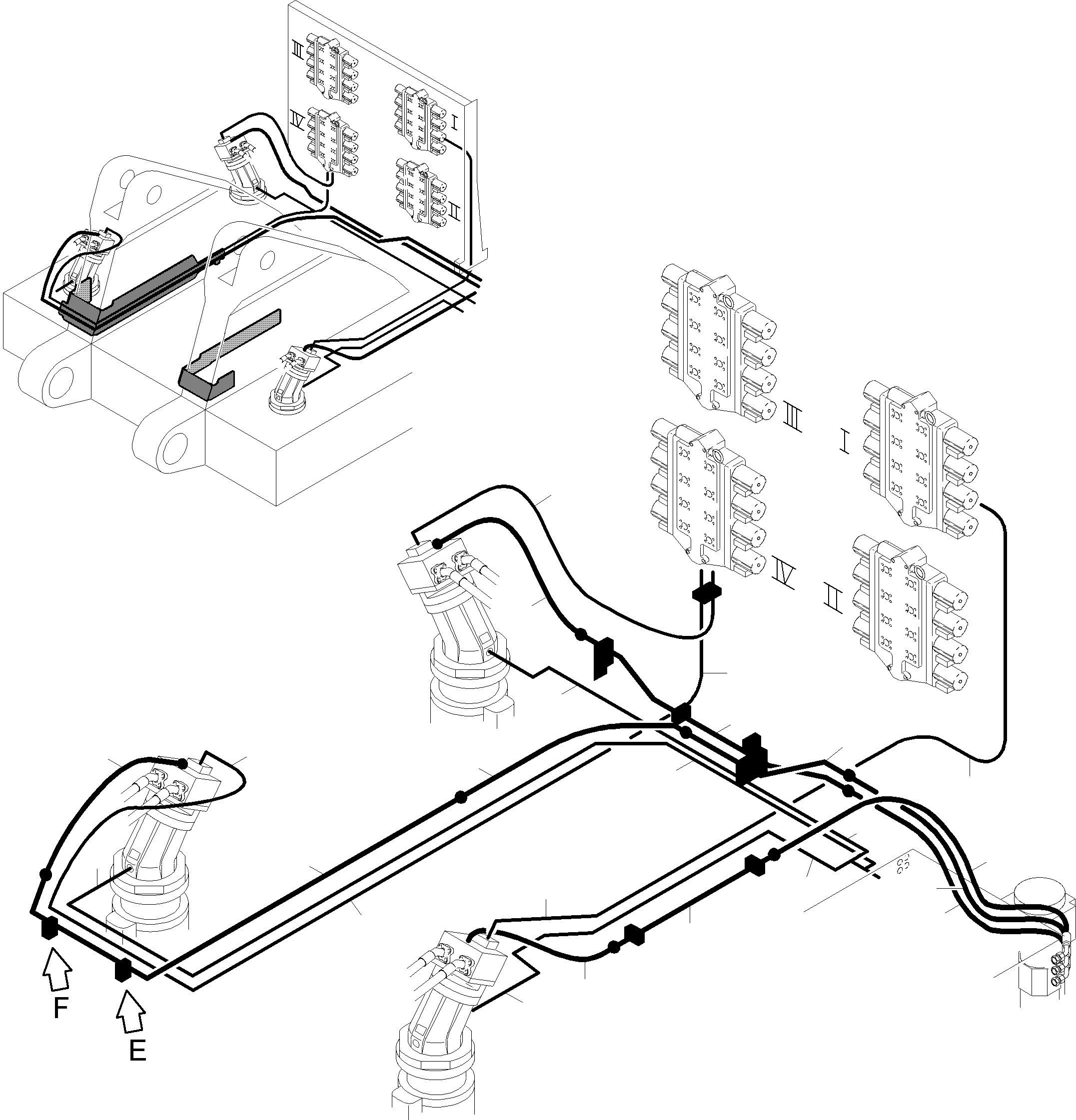 Komatsu parts book diagram for PC8000-6E S/N 12085: CONTROL AND TANK LINES - SLEW GEAR