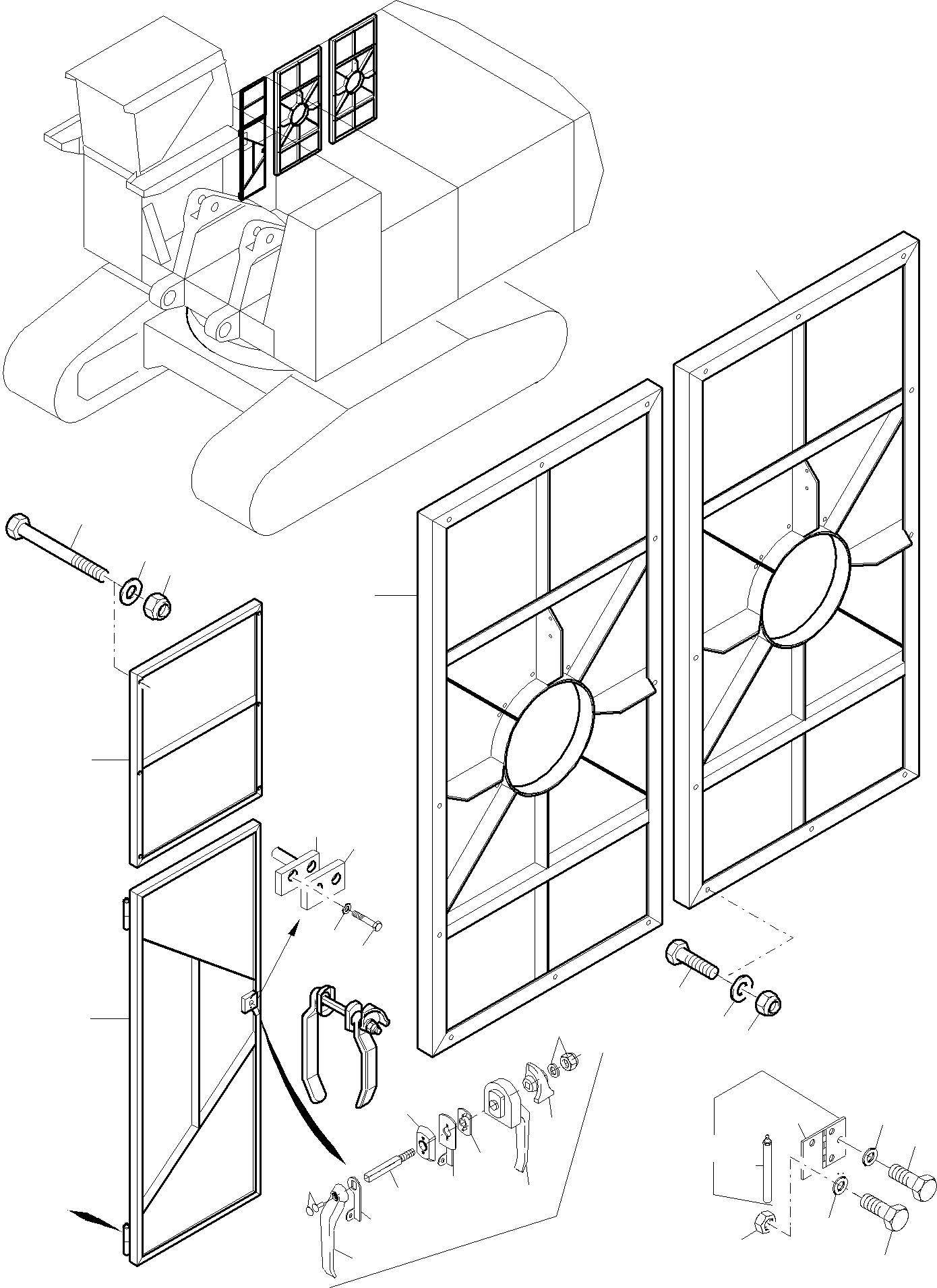 Komatsu parts book diagram for PC8000-6E S/N 12087: DOORS - MACHINE COVERING
