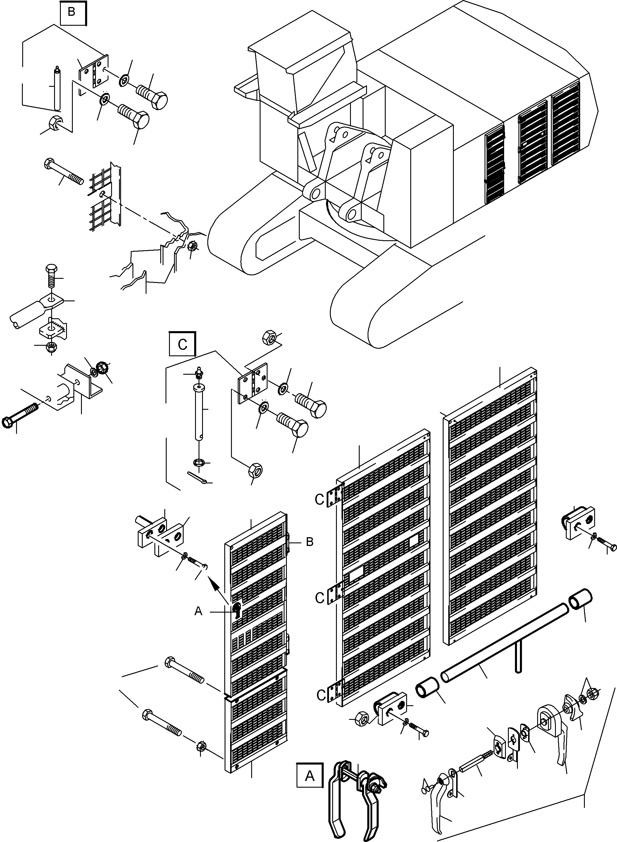 Komatsu parts book diagram for PC8000-6E S/N 12087: DOORS - MACHINE COVERING