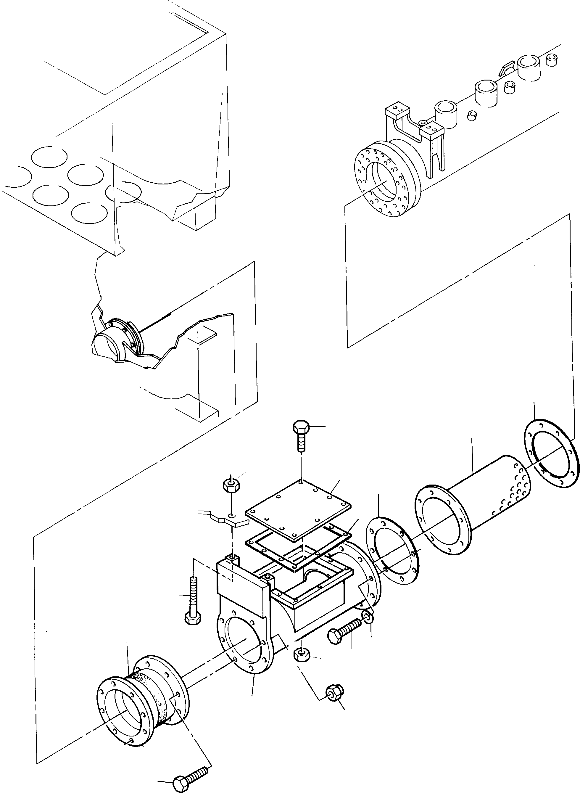 Komatsu parts book diagram for PC8000-6E S/N 12087: CONNECTION, MAIN OIL TANK AND SUCTION TANK
