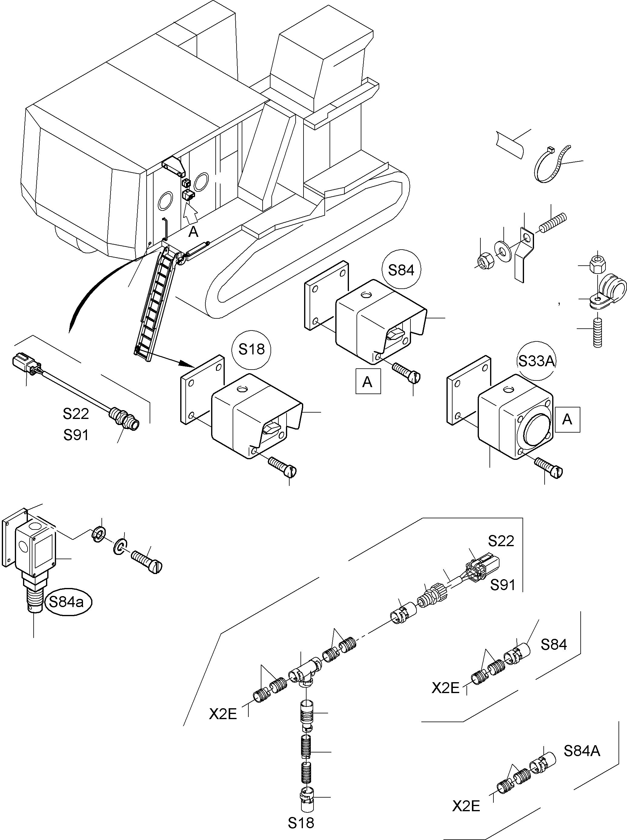 Komatsu parts book diagram for PC8000-6E S/N 12087: ELECTRIC PARTS - LADDER