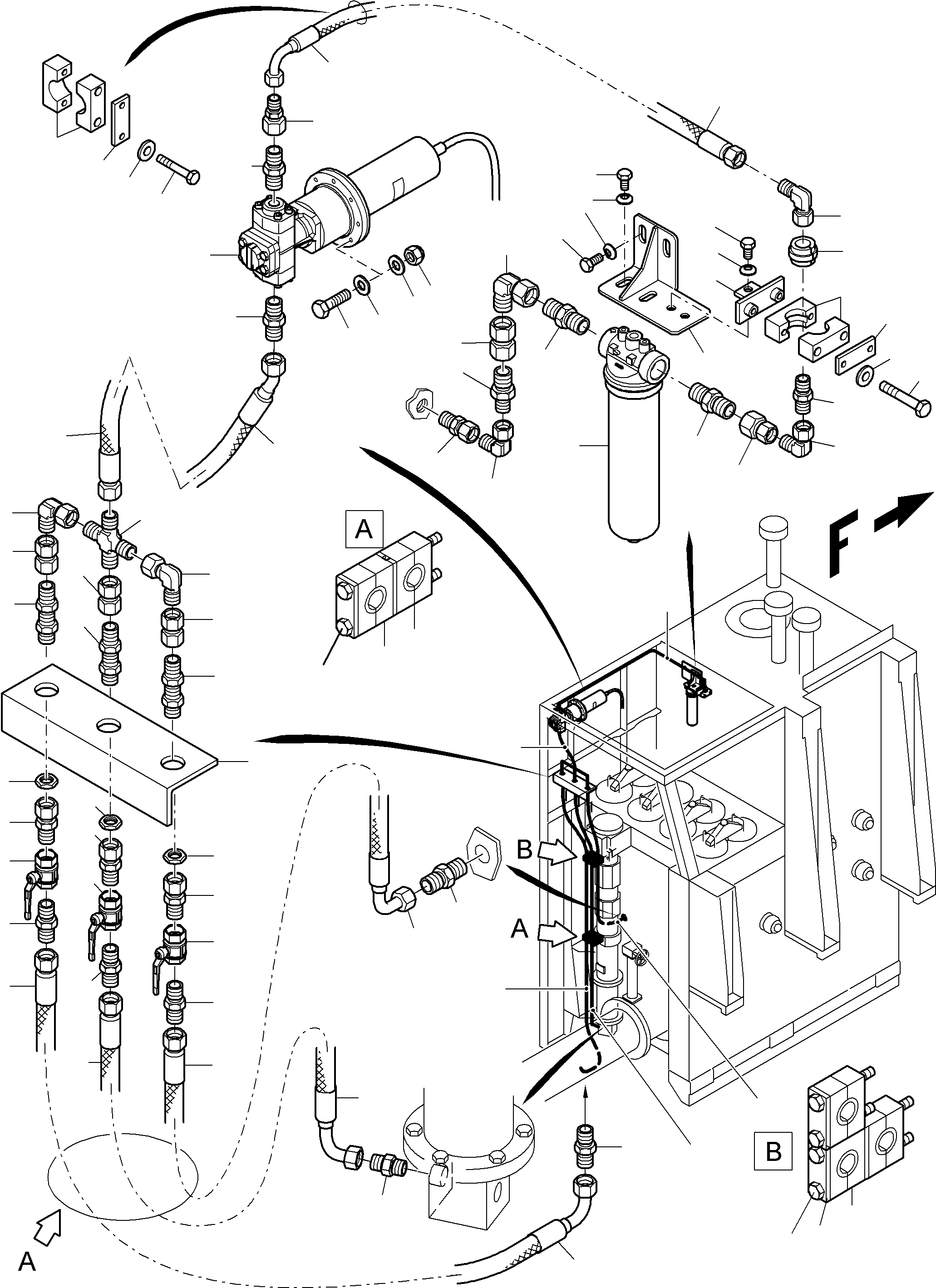 Komatsu parts book diagram for PC8000-6E S/N 12087: MODIFICATION MAIN OIL TANK - PUMP UNIT