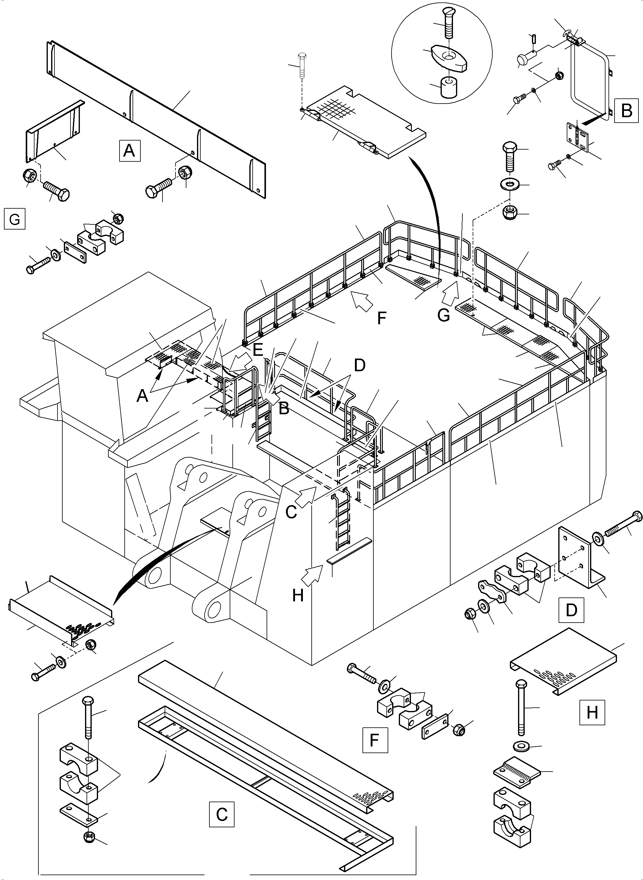 Komatsu parts book diagram for PC8000-6E S/N 12087: RAIL AND STEPS
