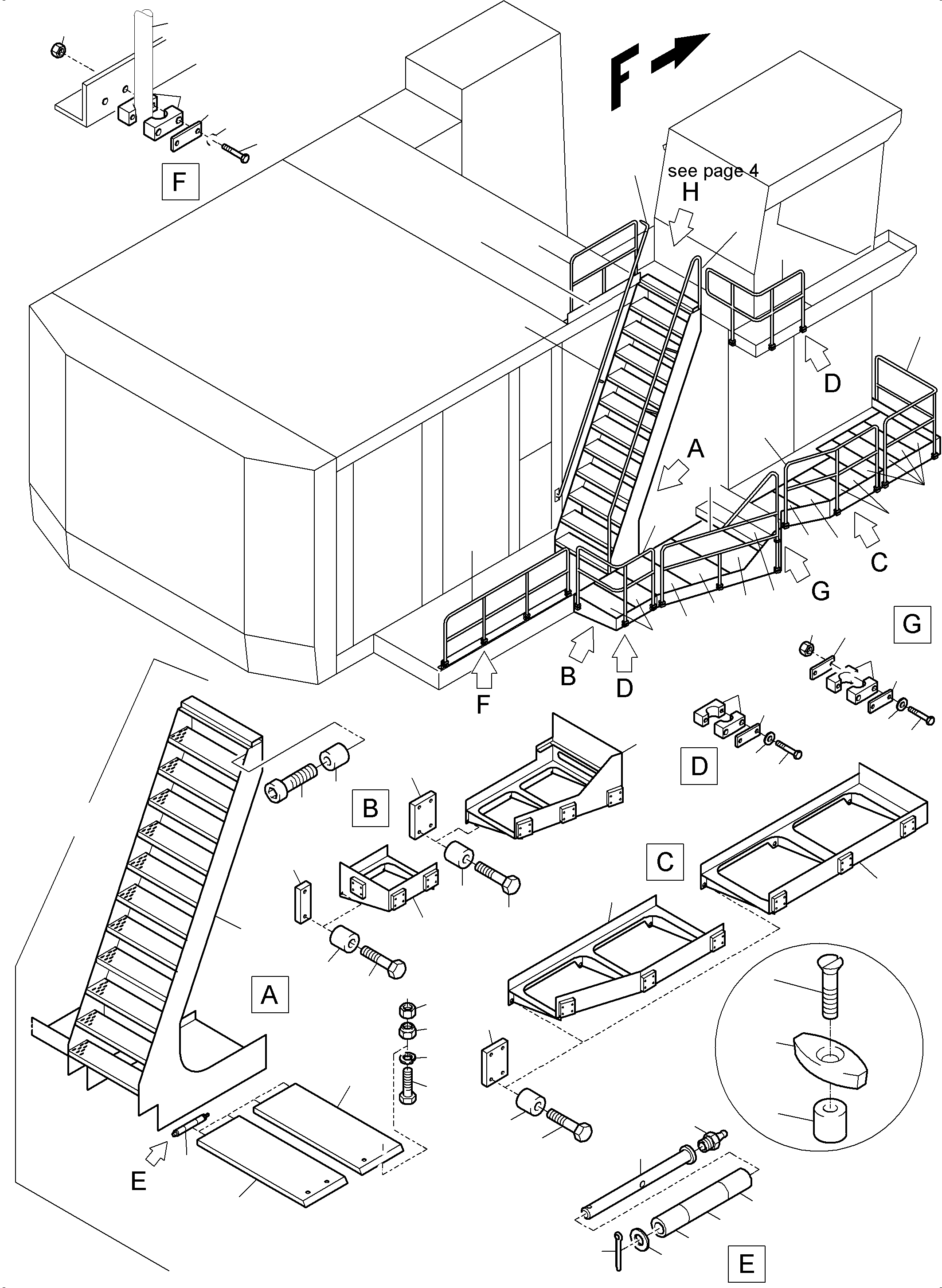 Komatsu parts book diagram for PC8000-6E S/N 12087: RAIL AND STEPS
