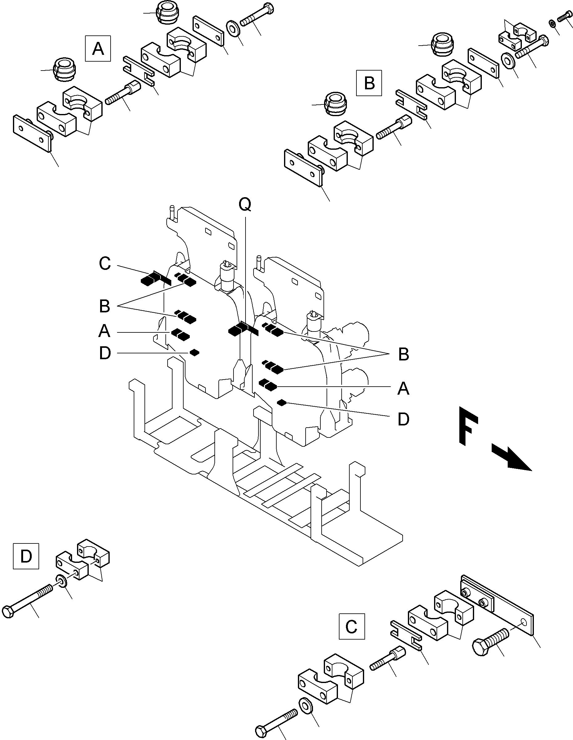 Excavators Mining Komatsu / PC8000-6E S/N 12095(G12095) / Hose mounting parts Piping plan E(612-1889a : 612-1889a)