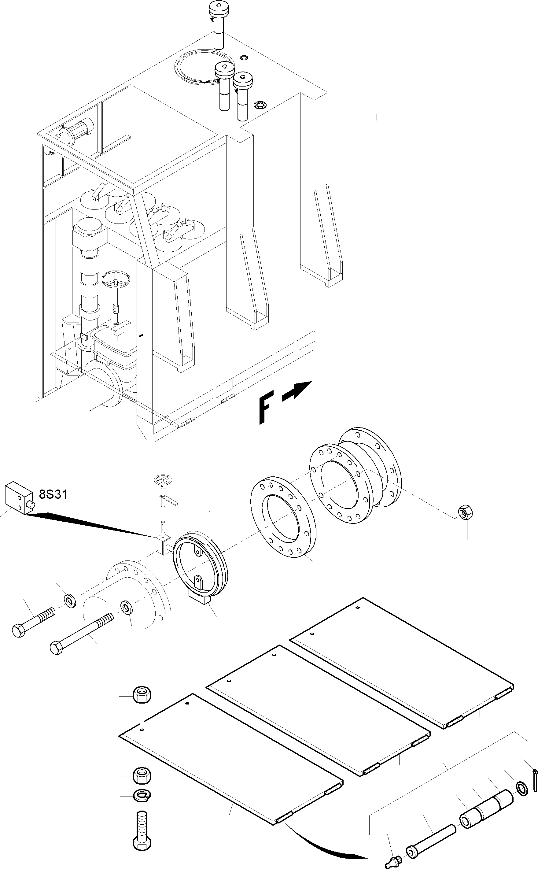 Excavators Mining Komatsu / PC8000-6E S/N 12095(G12095) / Main Oil Tank - Butterfly valve(113-1802f : 113-1802f)