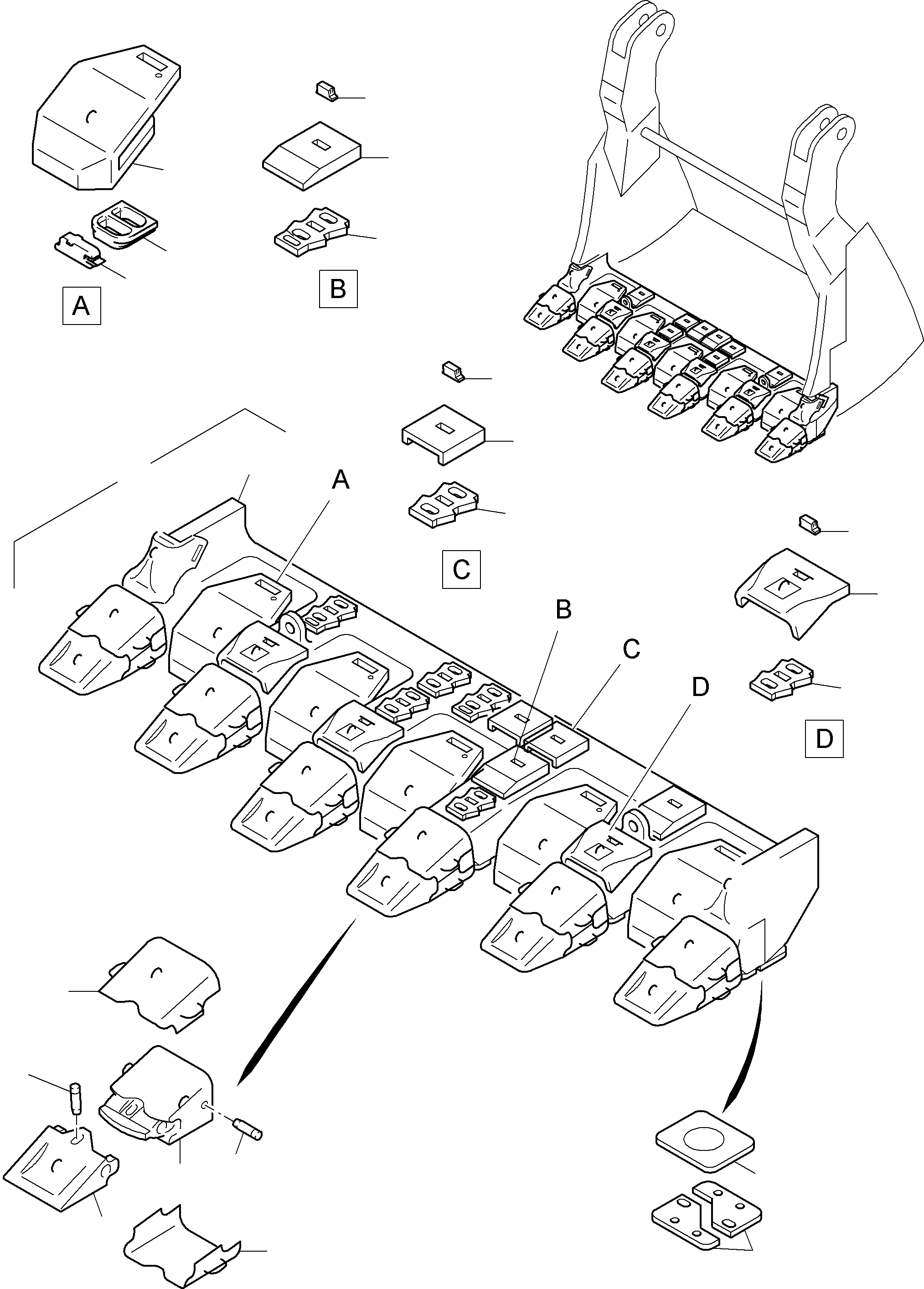 Excavators Mining Komatsu / PC8000-6E S/N 12095(G12095) / Bullclam Bucket 40,0 cbm(113-5114 : 113-5114)