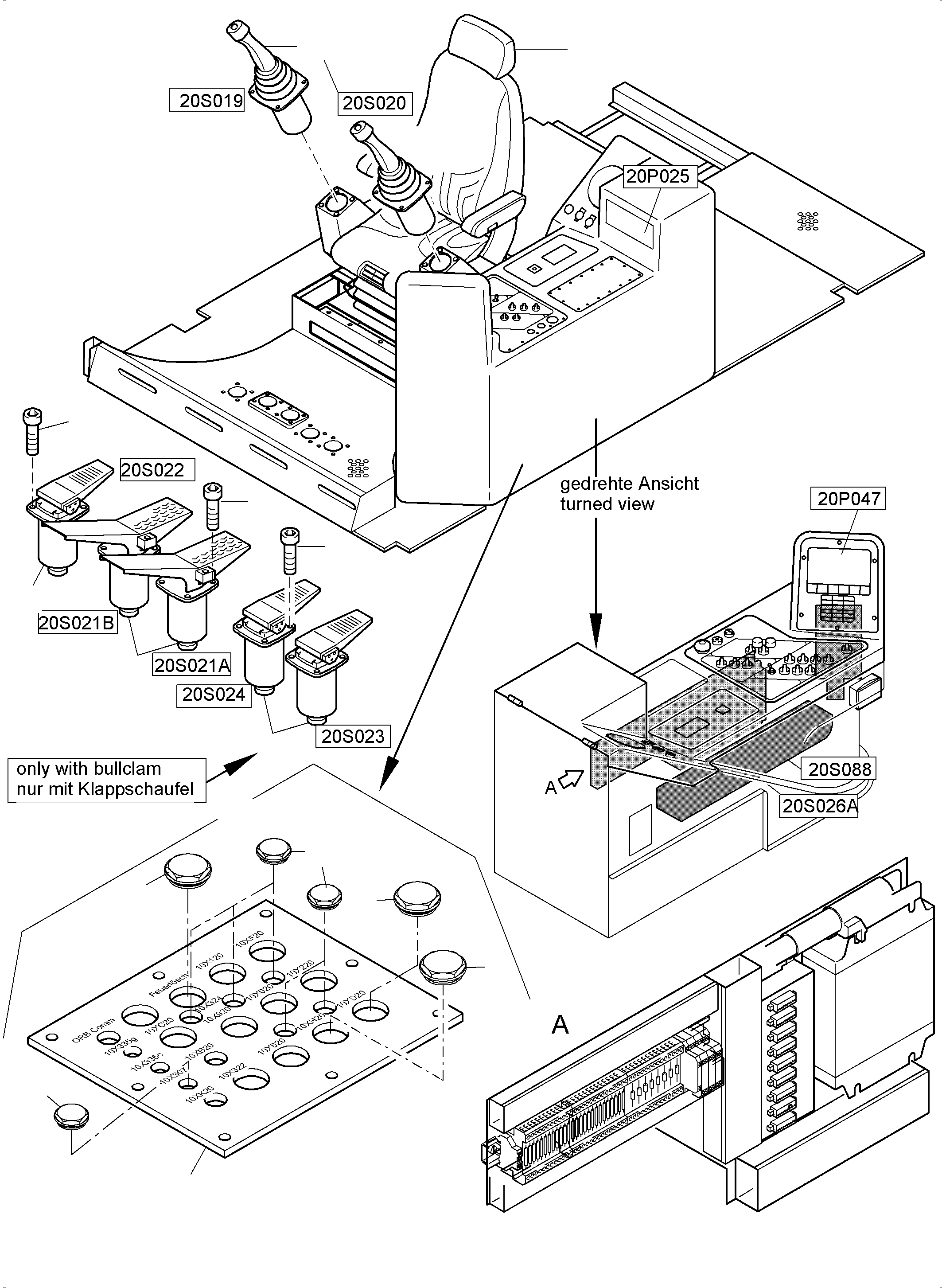 Excavators Mining Komatsu / PC8000-6 S/N 12112(G12112) / Cabin - Operation elements - Location 20(113-2220g : 113-2220g)