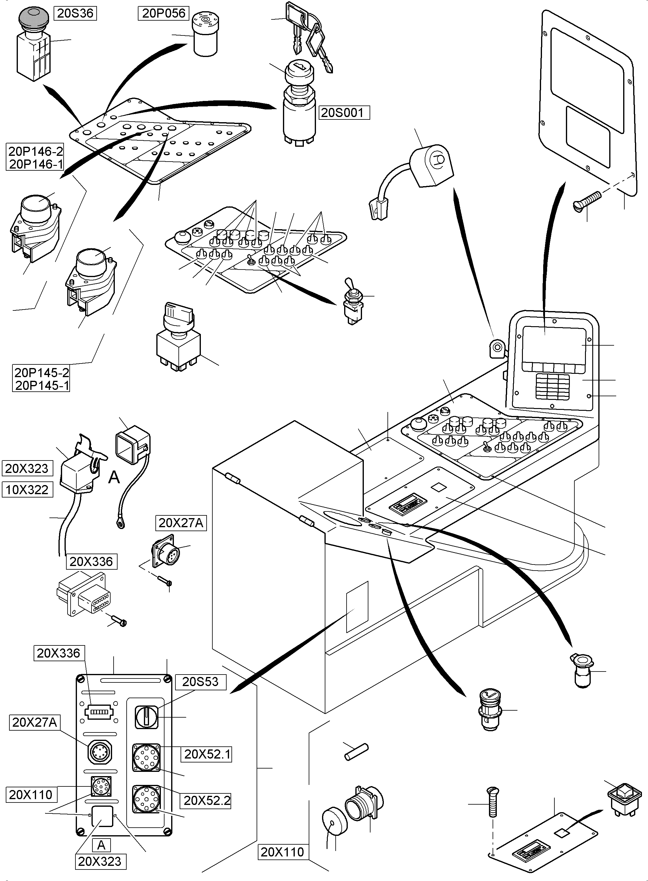 Excavators Mining Komatsu / PC8000-6 S/N 12112(G12112) / Cabin - Operation elements - Location 20(113-2220g : 113-2220g)