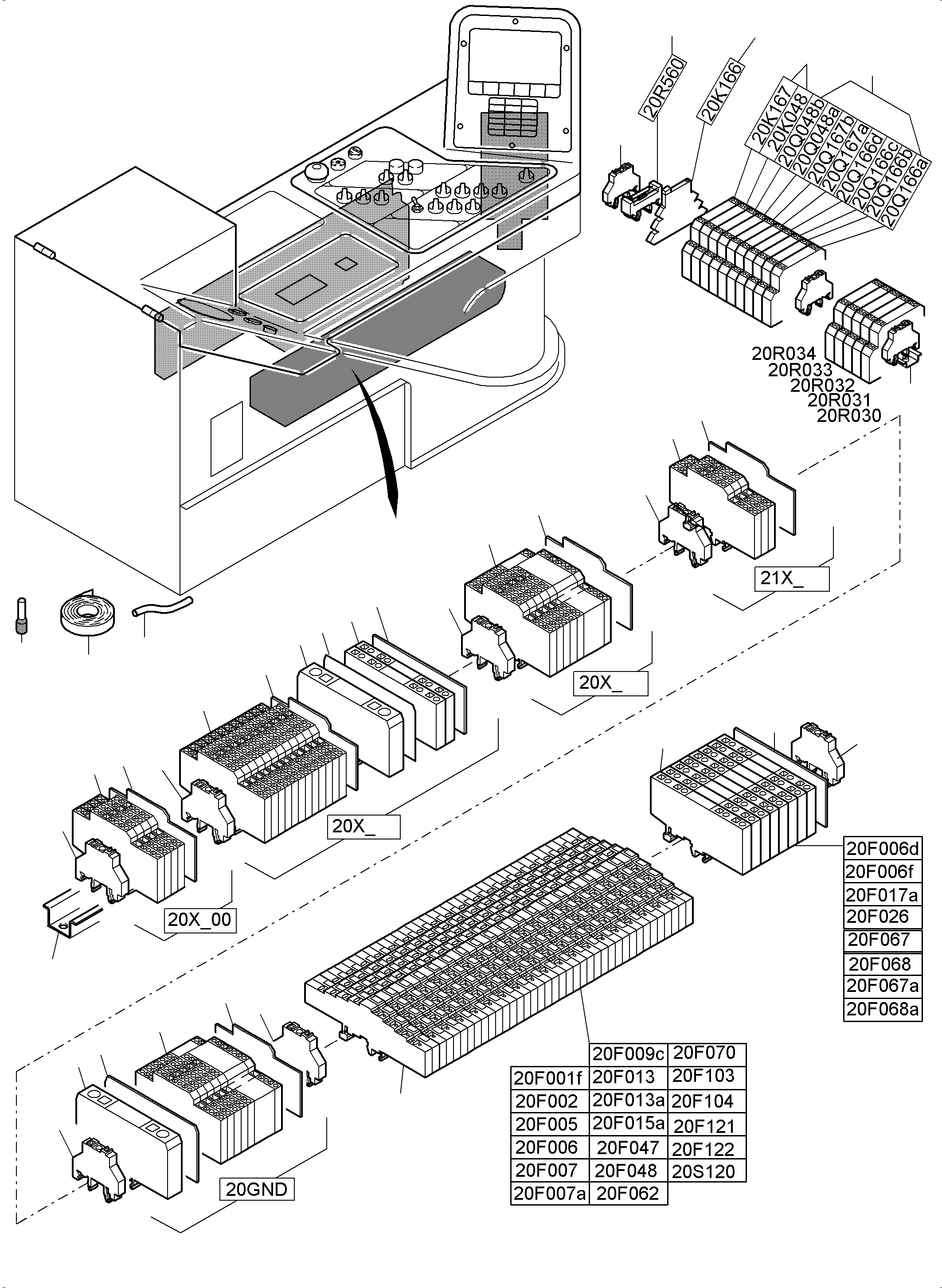 Excavators Mining Komatsu / PC8000-6 S/N 12112(G12112) / Cabin - Operation elements - Location 20(113-2220g : 113-2220g)