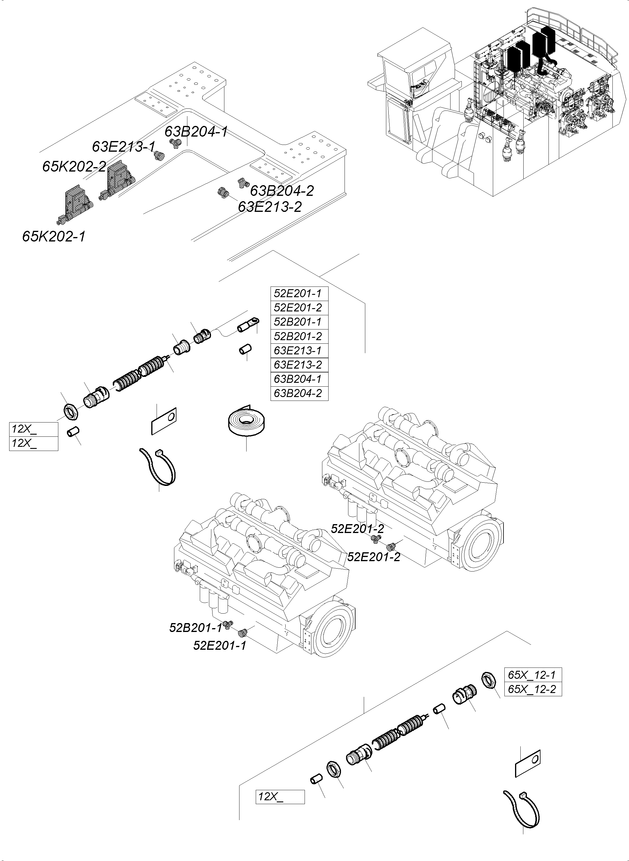 Excavators Mining Komatsu / PC8000-6 S/N 12114(G12114) / Cables-Temperature Conditioning - Engine-Resverve цltank(113-2558b : 113-2558b)