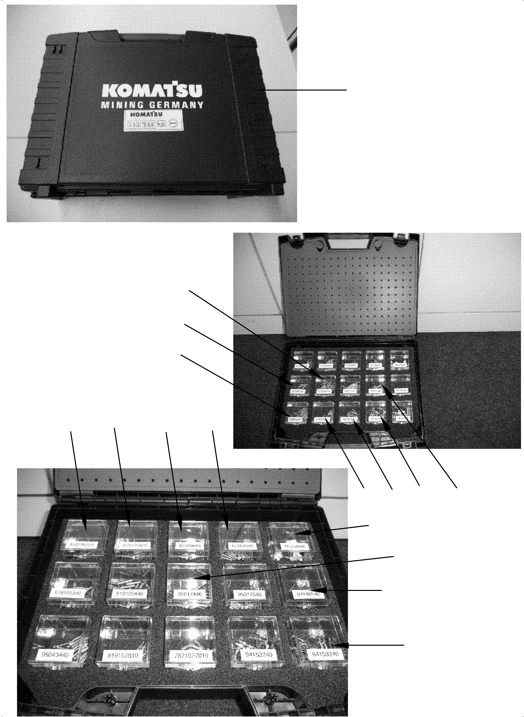 Komatsu parts book diagram for PC8000-11 S/N 12117: TOOL BOX WITH ELECTRO-KIT(DEUTSCH)