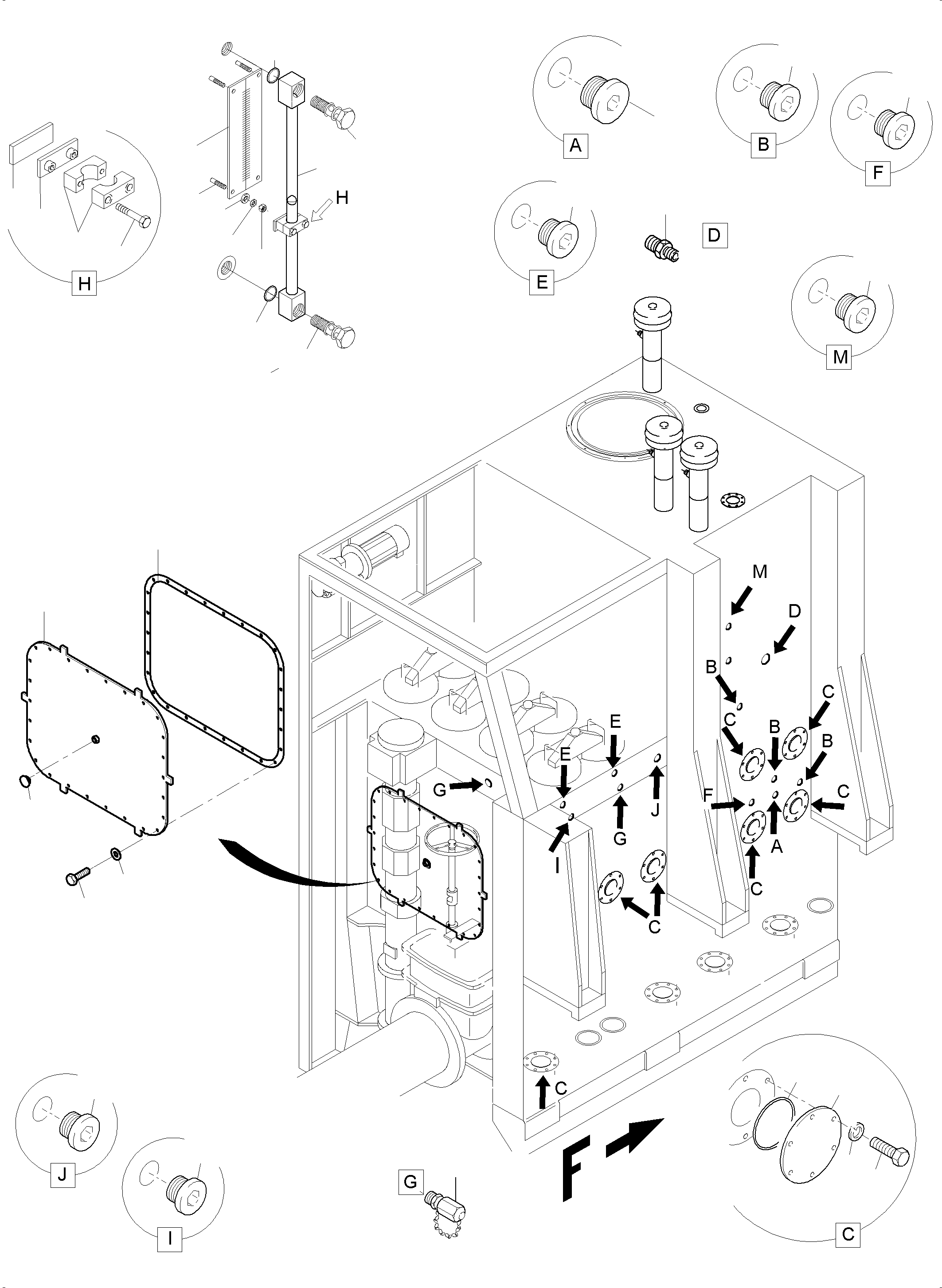 Komatsu parts book diagram for PC8000-11 S/N 12117: MAIN OIL TANK-FILTER