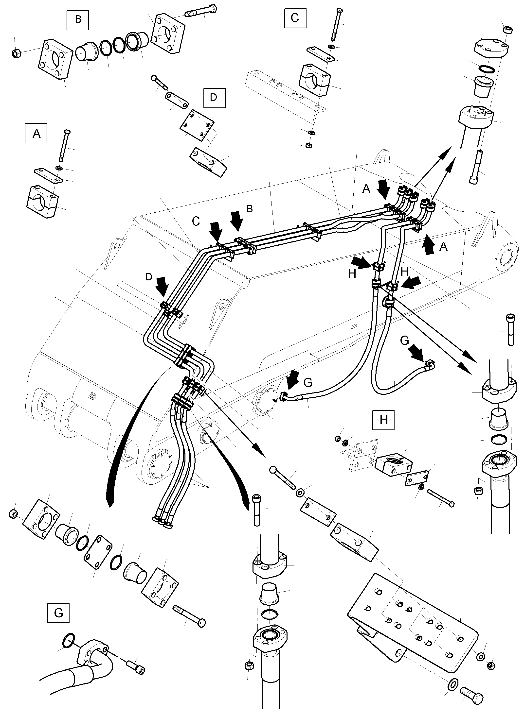 Komatsu parts book diagram for PC8000-11 S/N 12117: BOOM 8.15 M