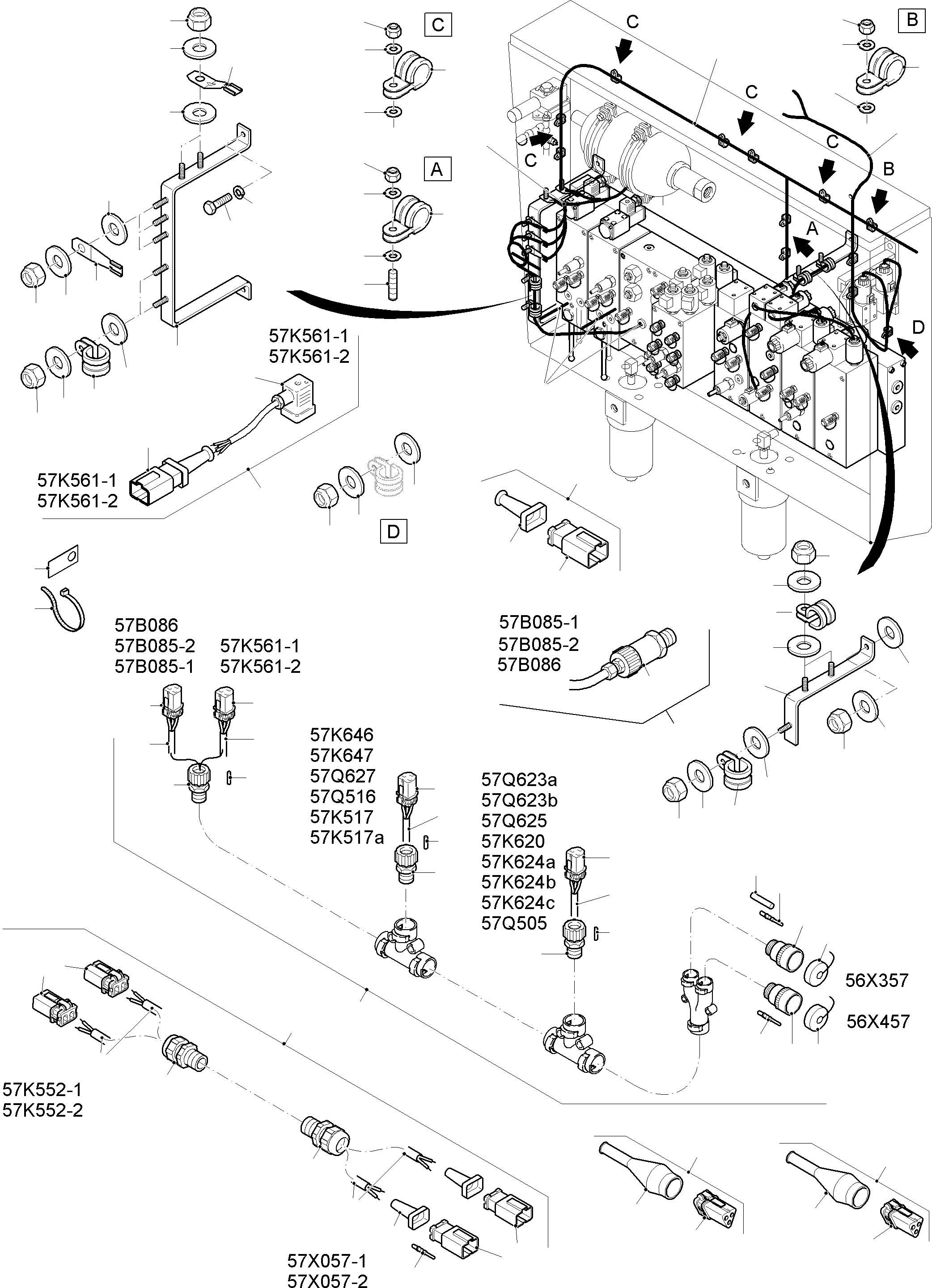 Komatsu parts book diagram for PC8000-11 S/N 12117: CABLES - CARTRIDGE BLOCK