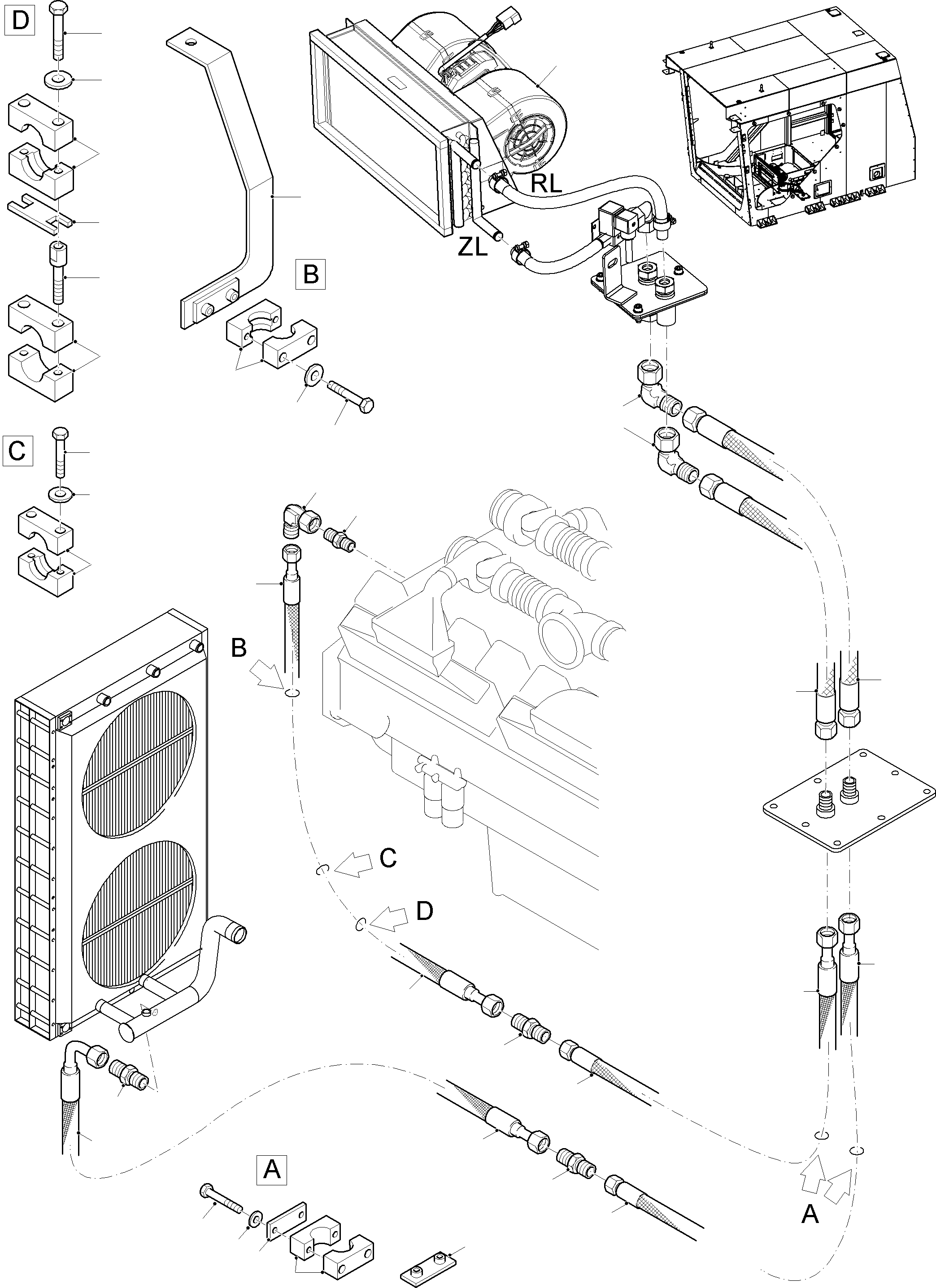 Komatsu parts book diagram for PC8000-11 S/N 12117: CAB HEATER ARR.