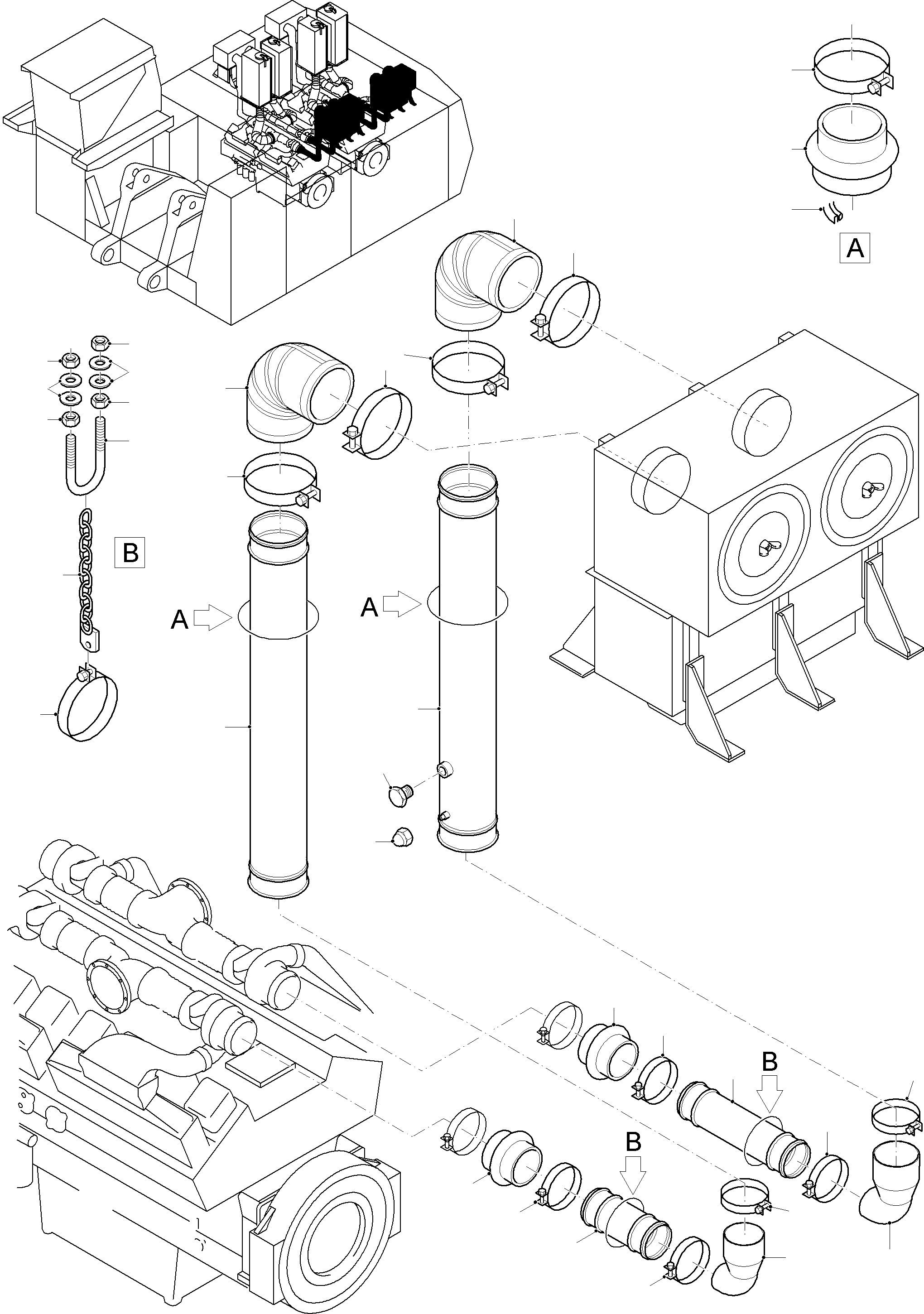 Komatsu parts book diagram for PC8000-11 S/N 12117: ENGINE AIR INTAKE LINES