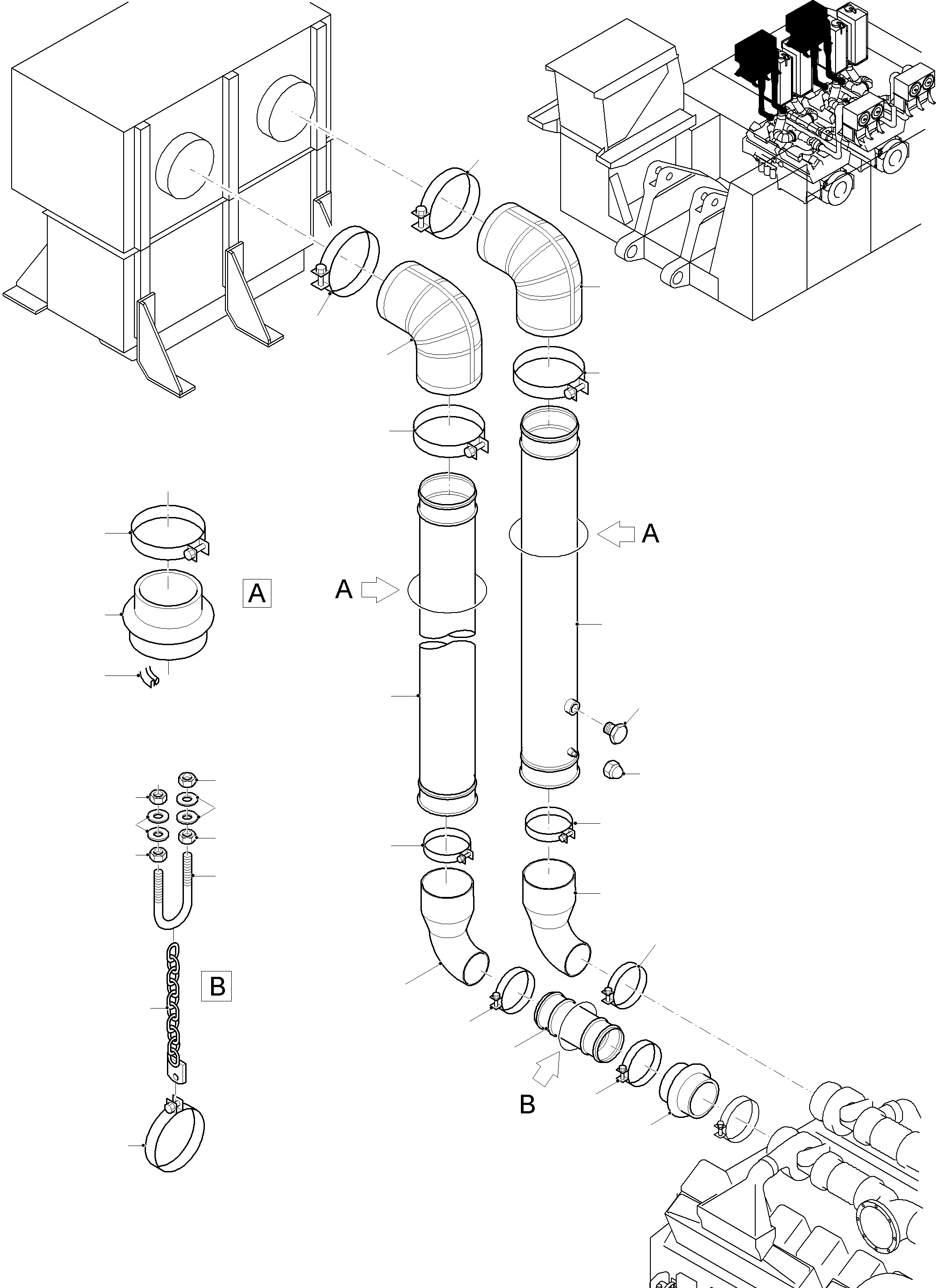Komatsu parts book diagram for PC8000-11 S/N 12117: ENGINE AIR INTAKE LINES