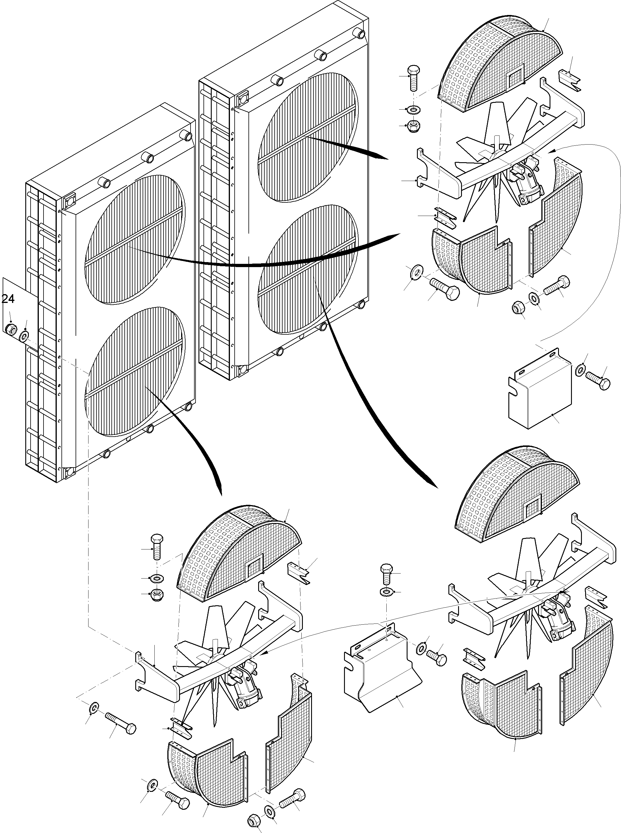 Komatsu parts book diagram for PC8000-11 S/N 12117: RADIATOR ARR. WITH FUEL COOLER