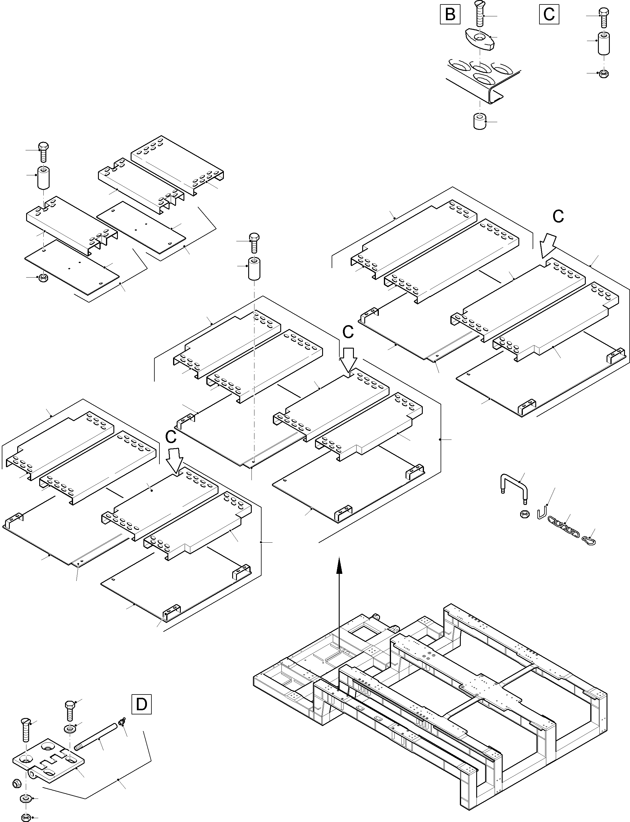 Komatsu parts book diagram for PC8000-11 S/N 12117: CATWALKS - ENGINE HOUSING