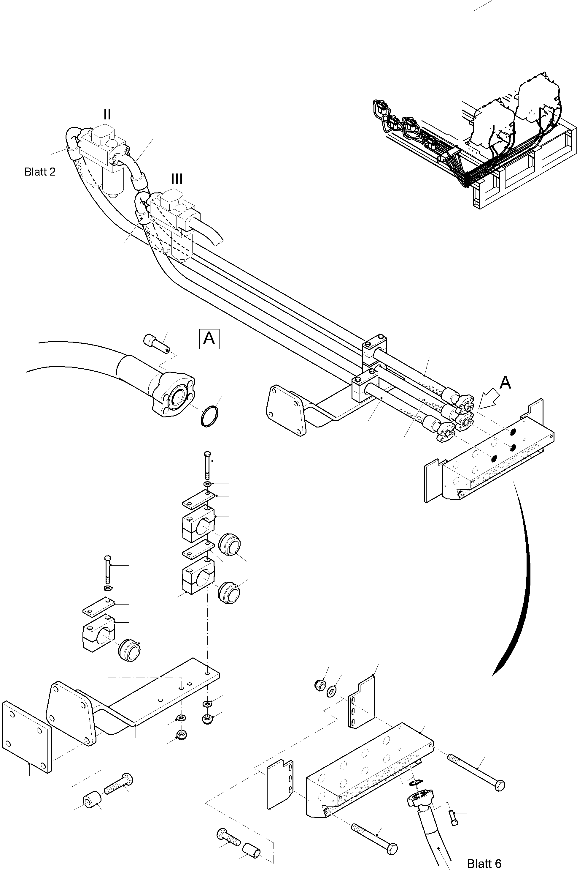 Komatsu parts book diagram for PC8000-11 S/N 12117: PRESSURE LINES, MAIN PUMPS - H.P. FILTER