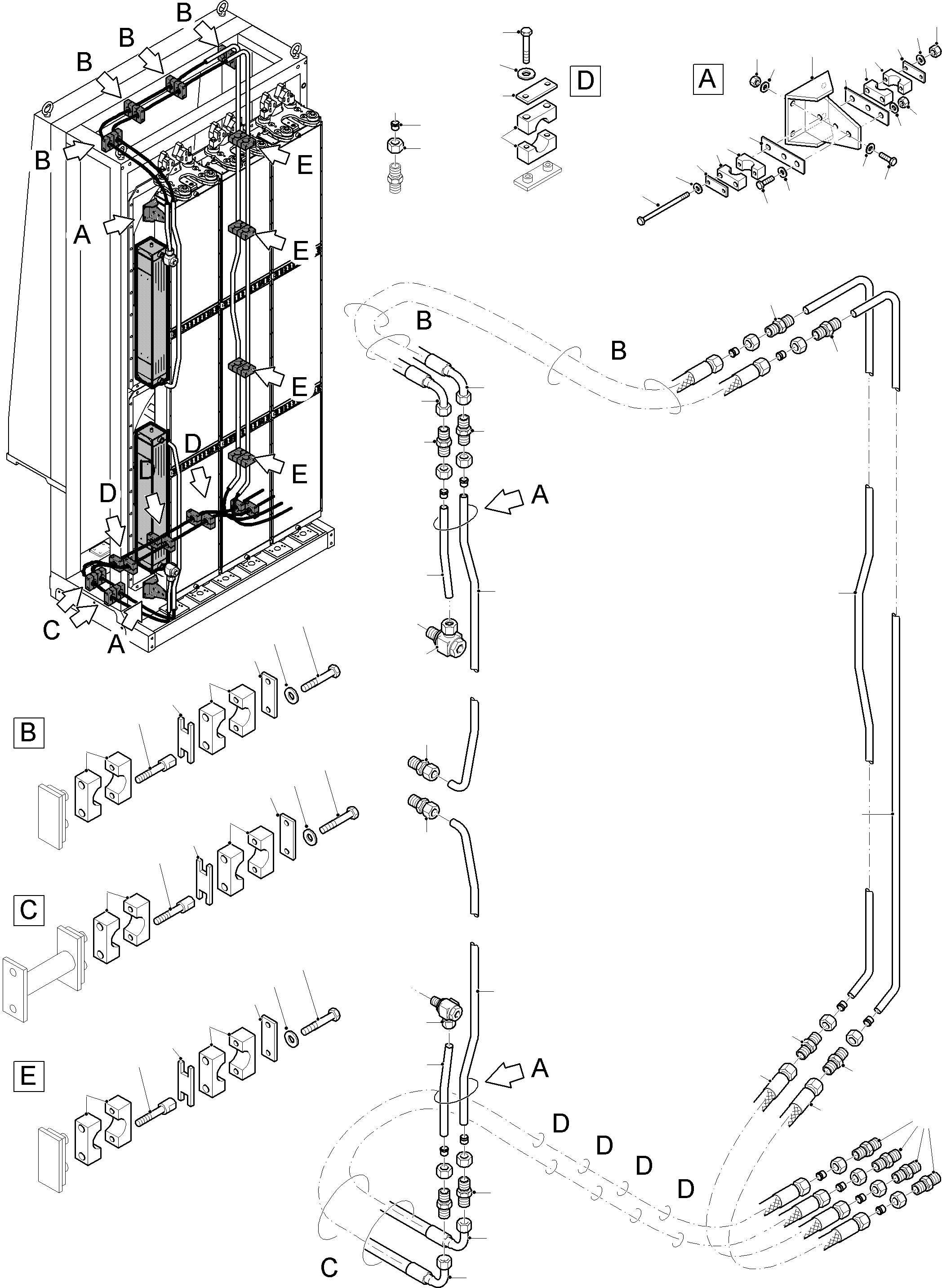 Komatsu parts book diagram for PC8000-11 S/N 12117: OIL COOLER - HOSES ASSY.