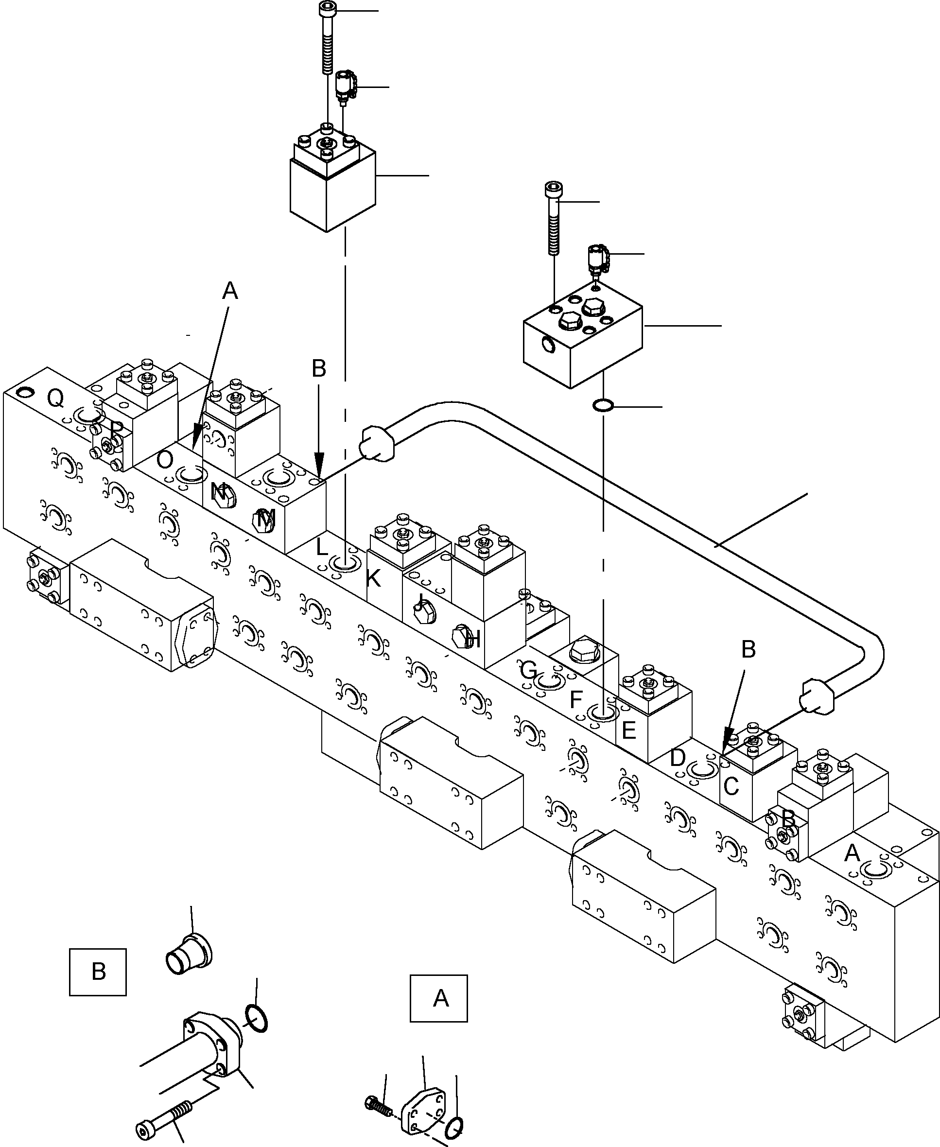 Komatsu parts book diagram for PC8000-11 S/N 12117: MANIFOLD - VALVES - BBE