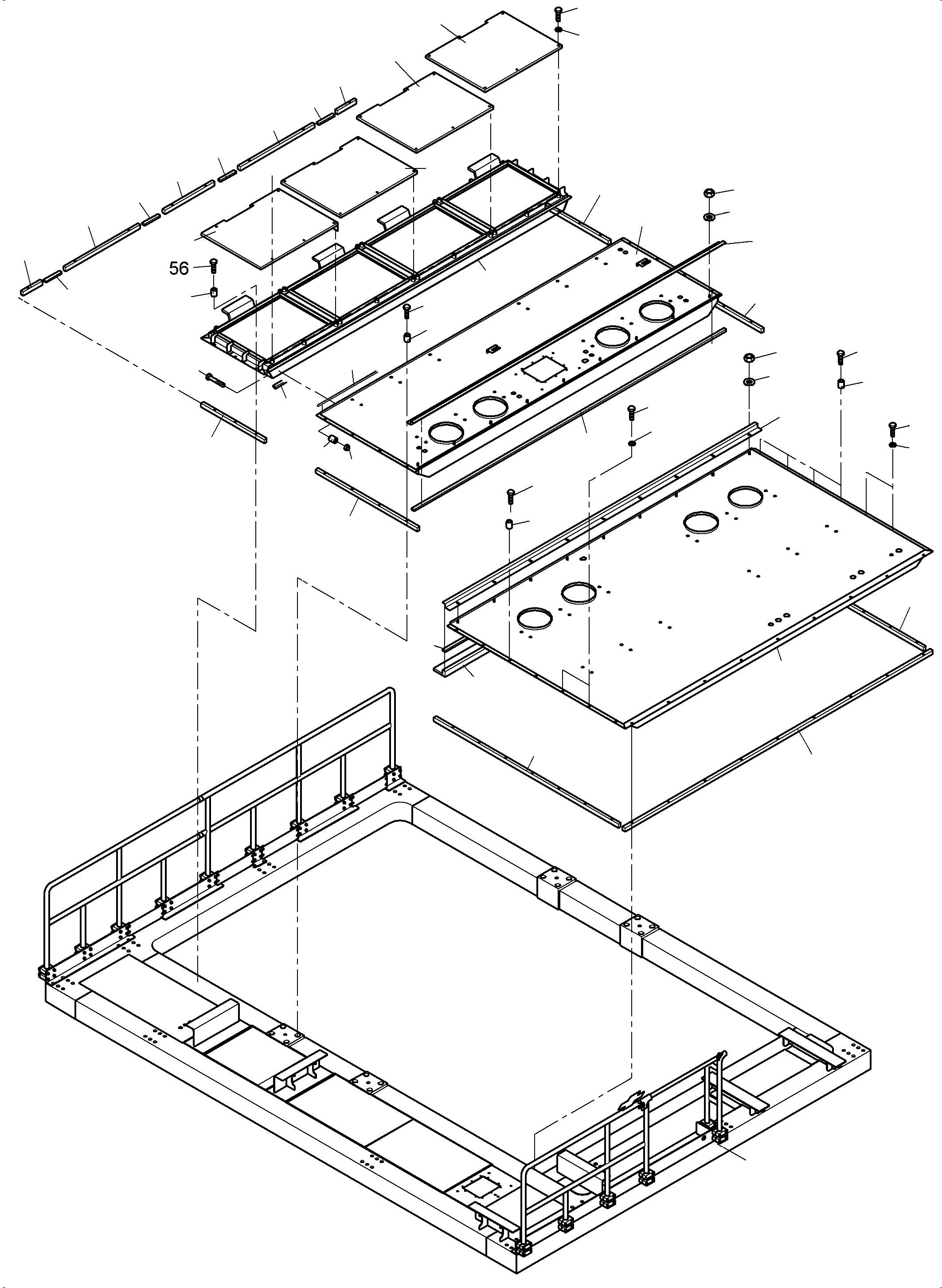 Komatsu parts book diagram for PC8000-11 S/N 12117: ENGINE HOUSING ROOF