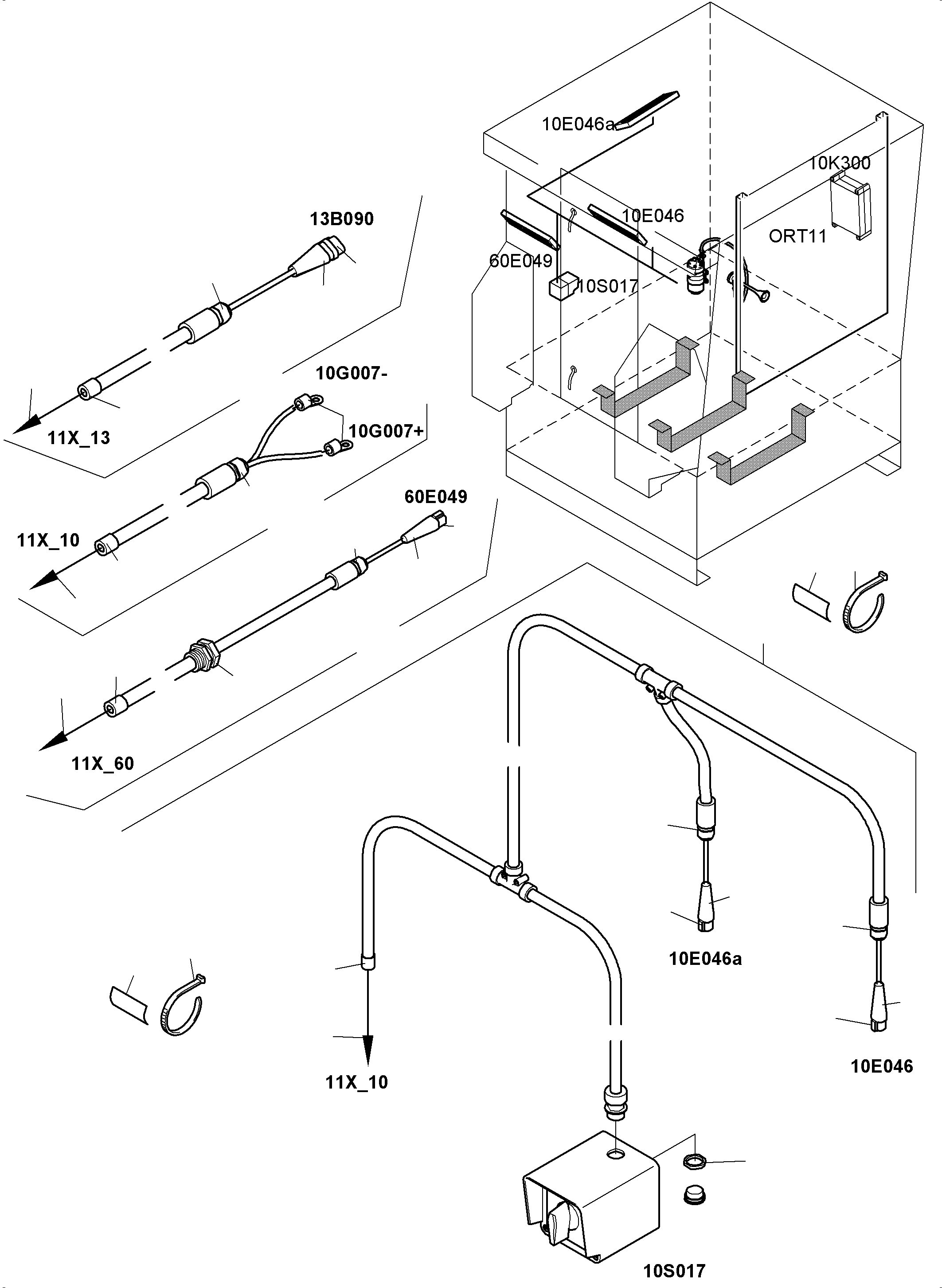 Komatsu parts book diagram for PC8000-11 S/N 12117: CABLE - CAB SUPPORT