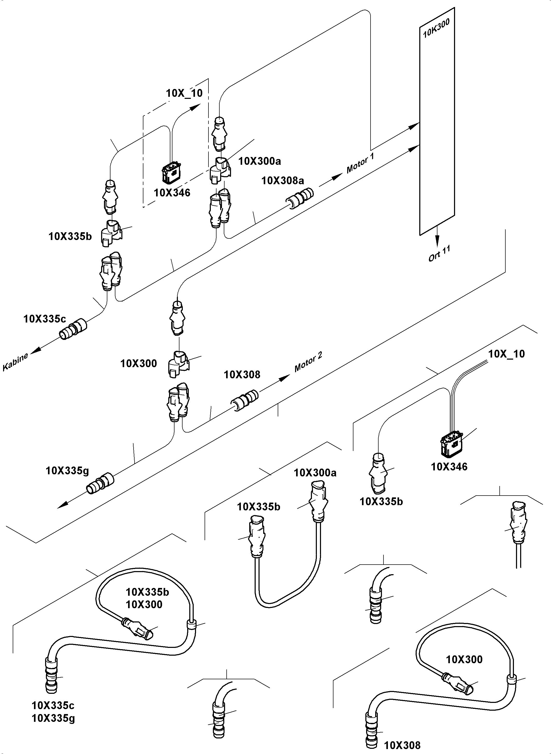 Komatsu parts book diagram for PC8000-11 S/N 12117: CABLE - CAB SUPPORT