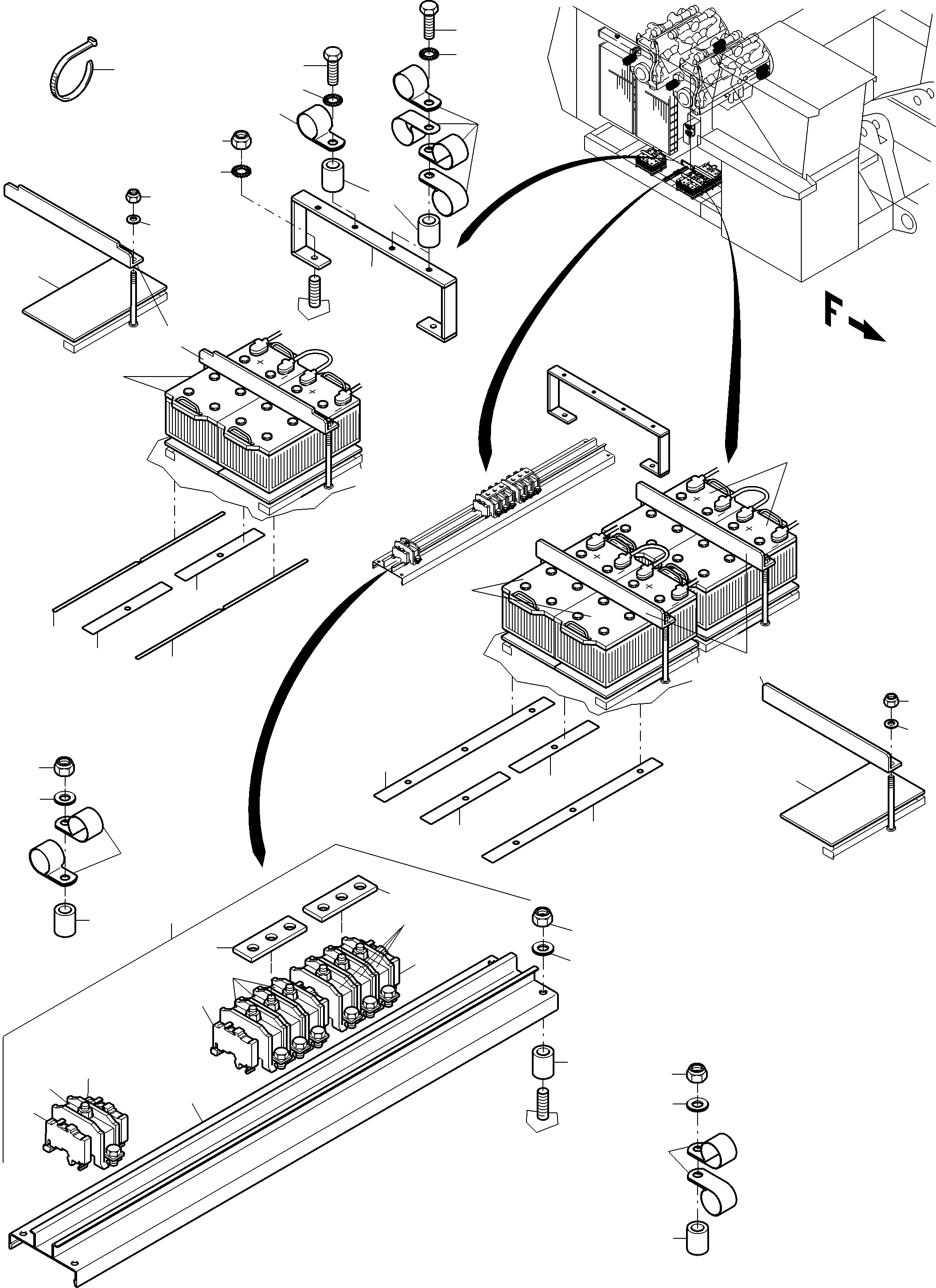 Komatsu parts book diagram for PC8000-11 S/N 12117: BATTERIES WITH CABLES
