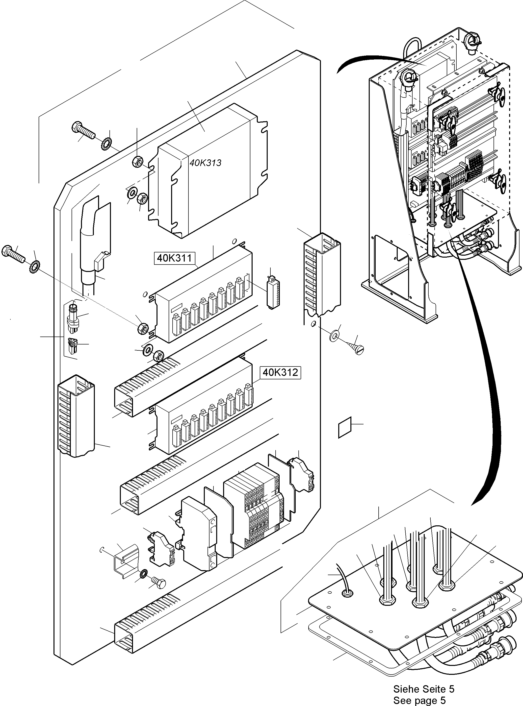 Komatsu parts book diagram for PC8000-11 S/N 12117: SWITCH CABINET ORT 40