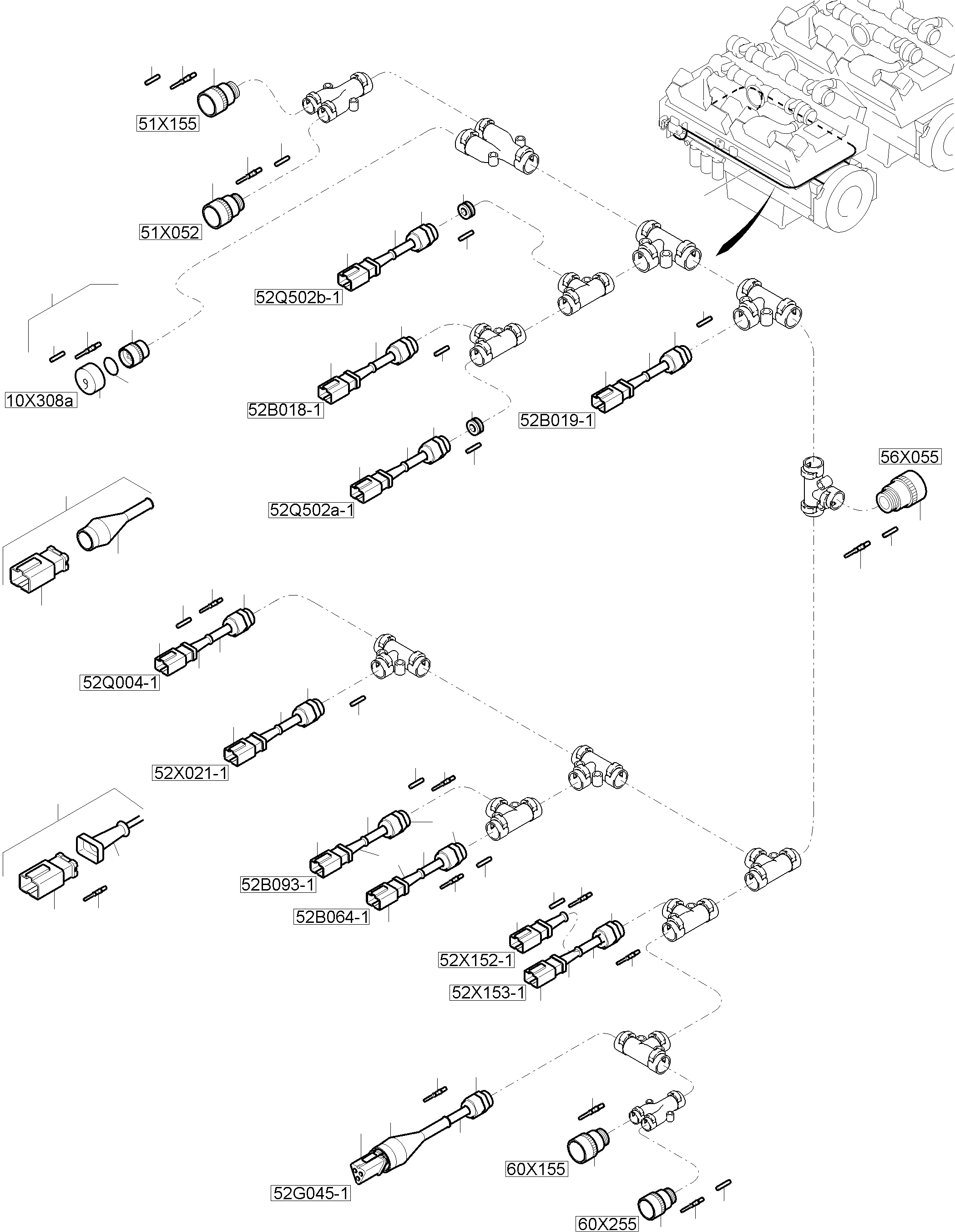 Komatsu parts book diagram for PC8000-11 S/N 12117: CABLES - MOTOR